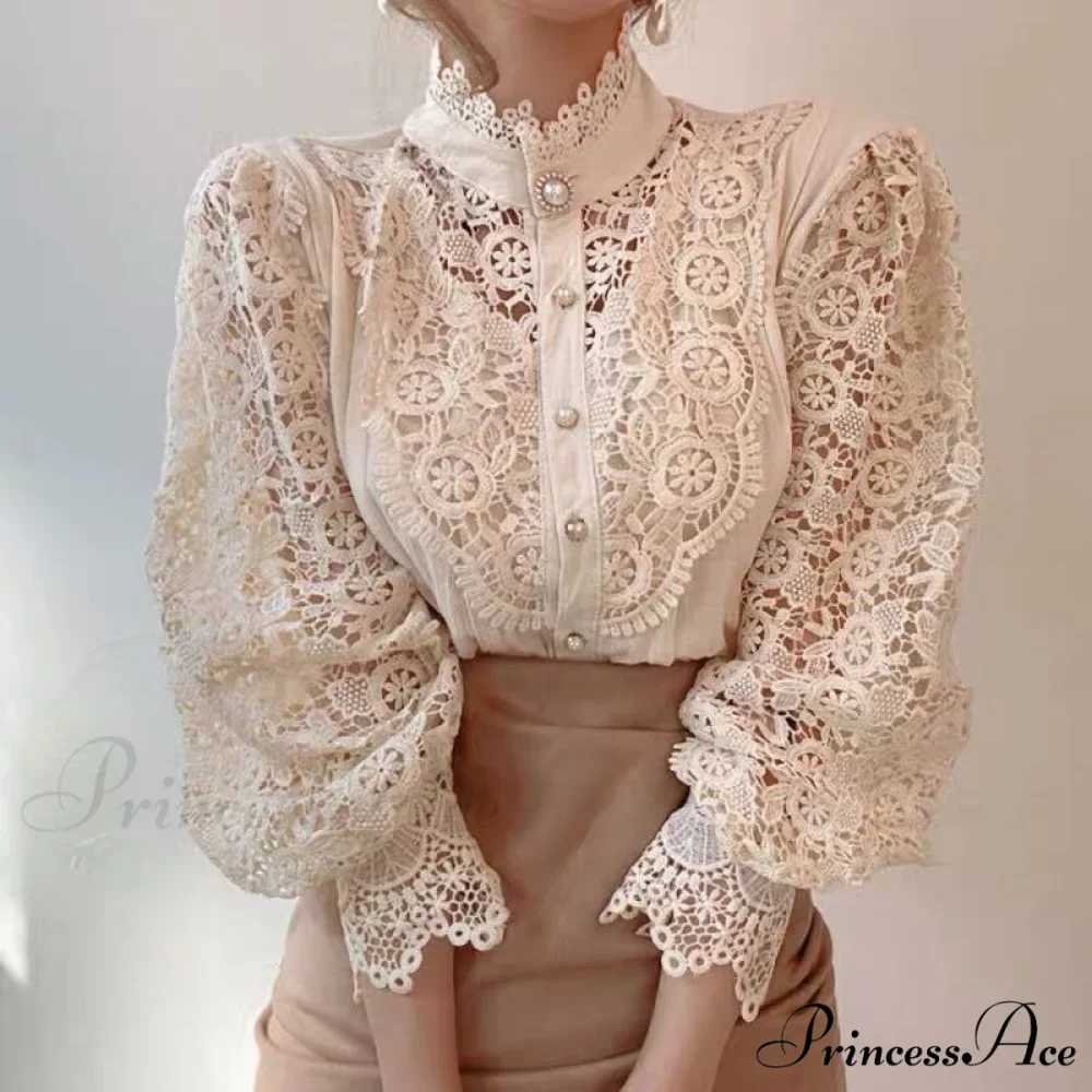 Solid Button Stand Collar Plus Size Blouse - Image 9