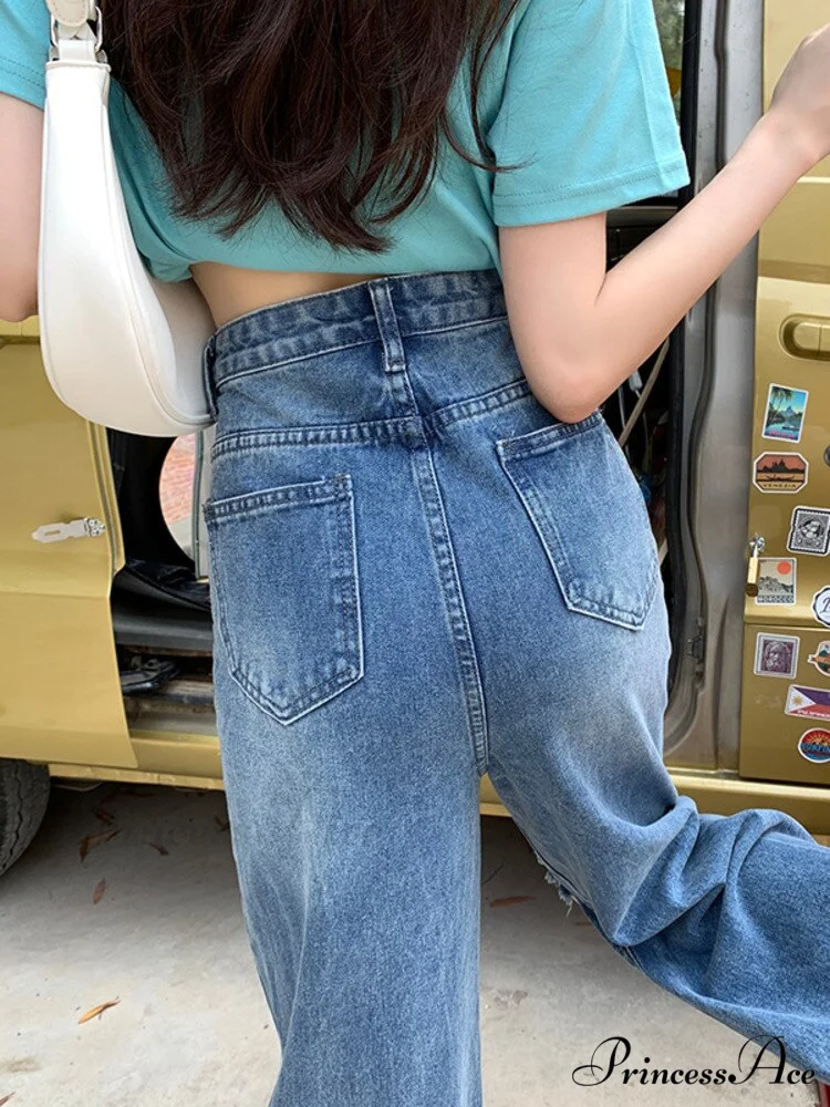 Loose Ripped Wide-leg Jeans Thin Women's Trousers - Image 2