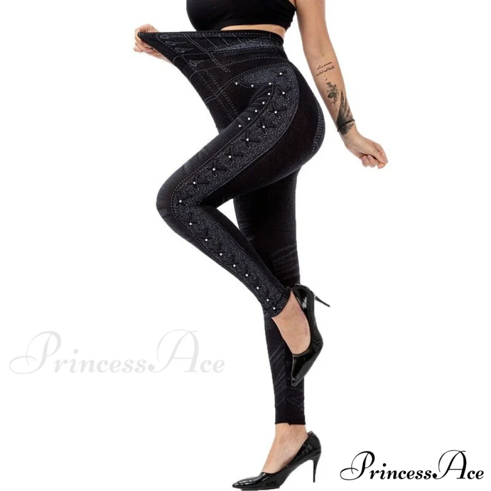 Imitation Cowboy Leggings Female Pantalones Pop - Image 2