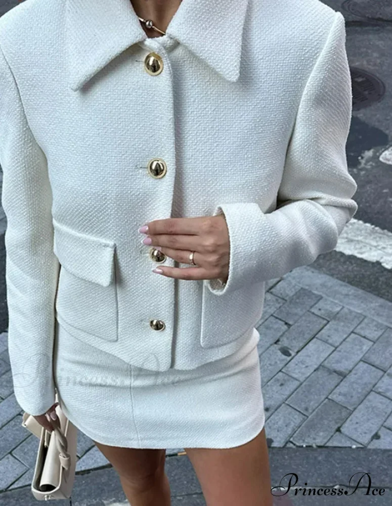 Durable Jacket Cropped Mini Skirt Workplace Two Piece Set