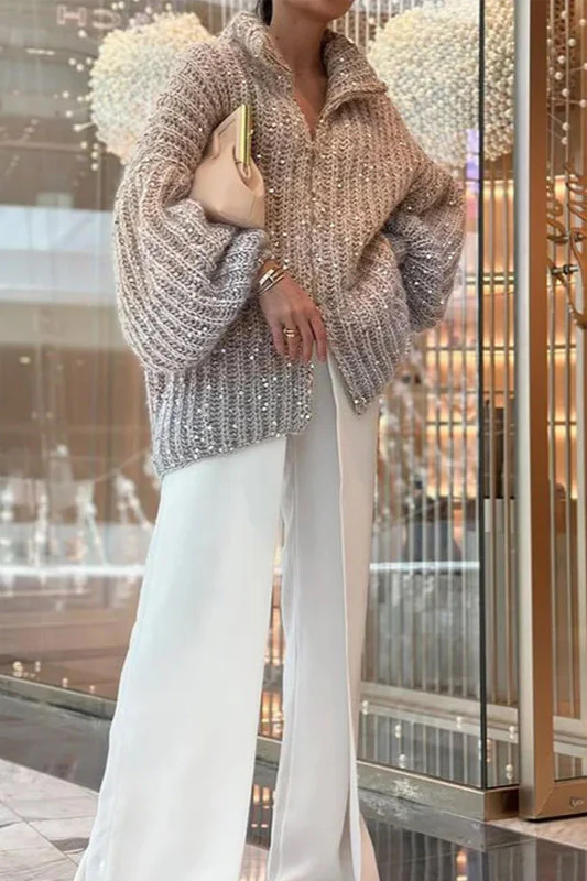 Elegant Sequin Knit Cardigan - Image 4