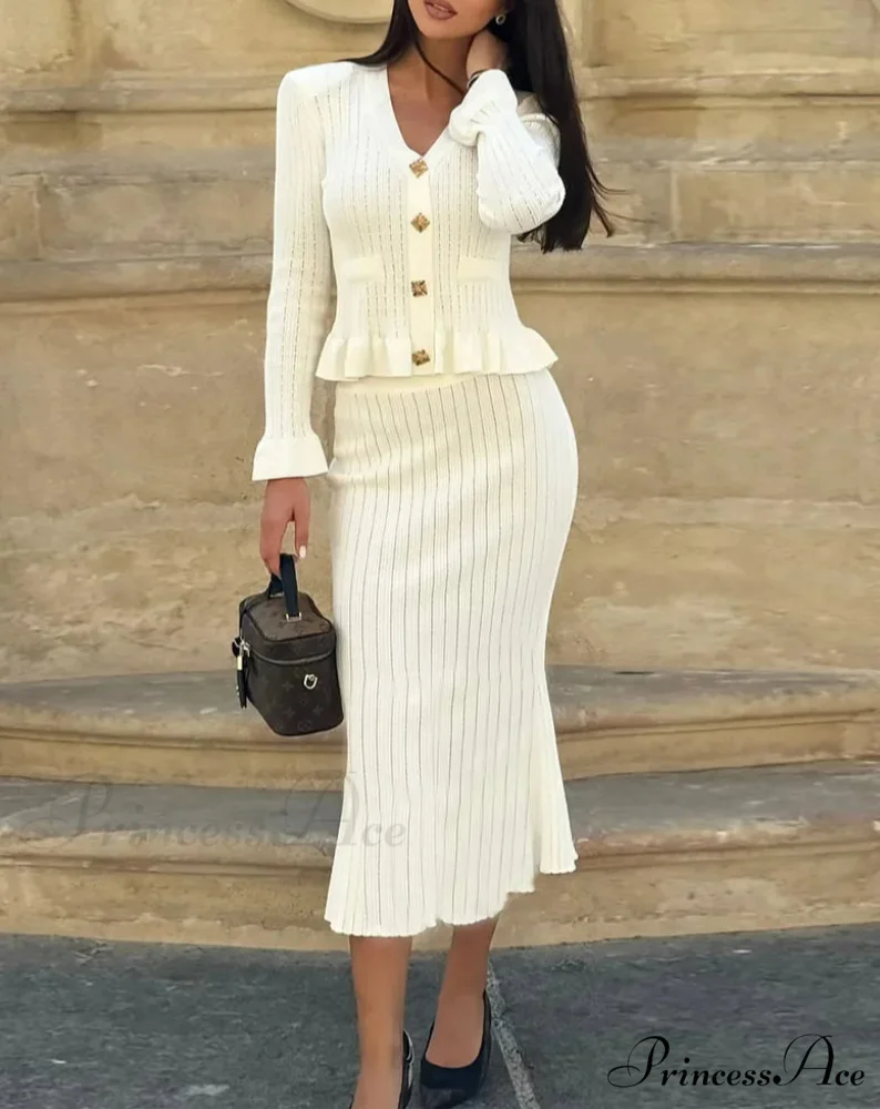 Stylish Knitted Coordinating Extended Workplace Duo Set