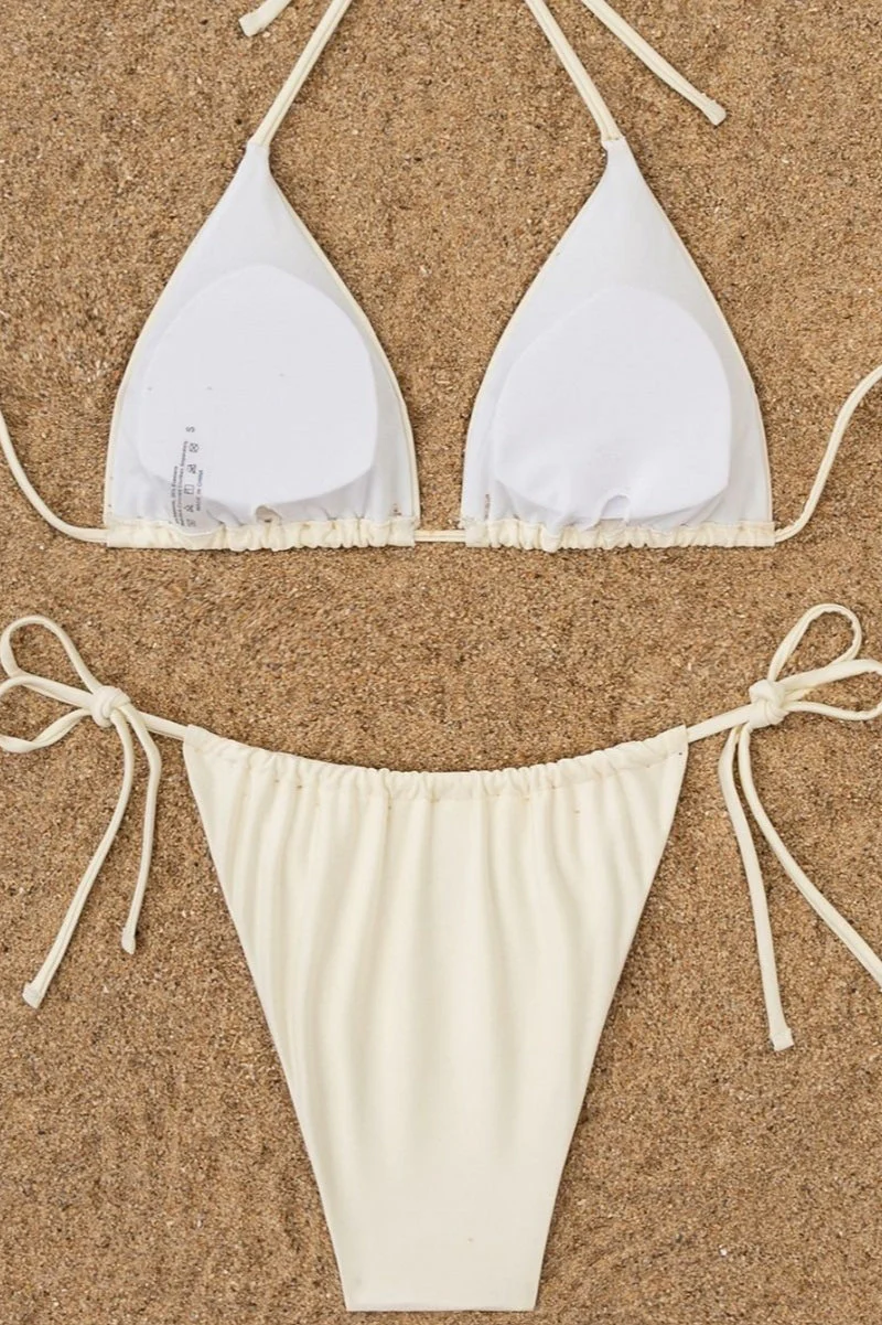 Beaded Coconut Tree Solid Bikini Set - Image 4