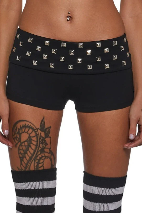 Black Rivet Sexy Skinny Hot Shorts - Image 2