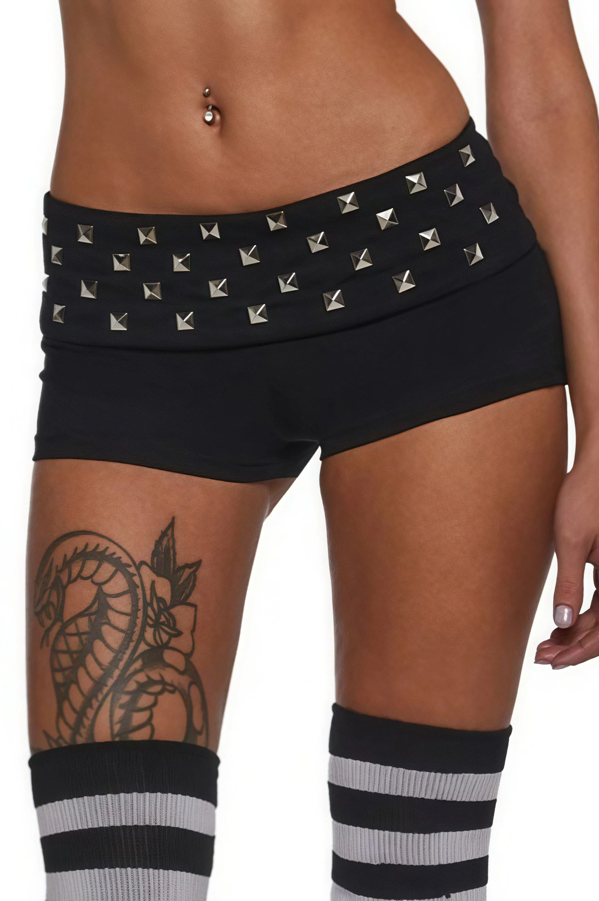 Black Rivet Sexy Skinny Hot Shorts - Image 3