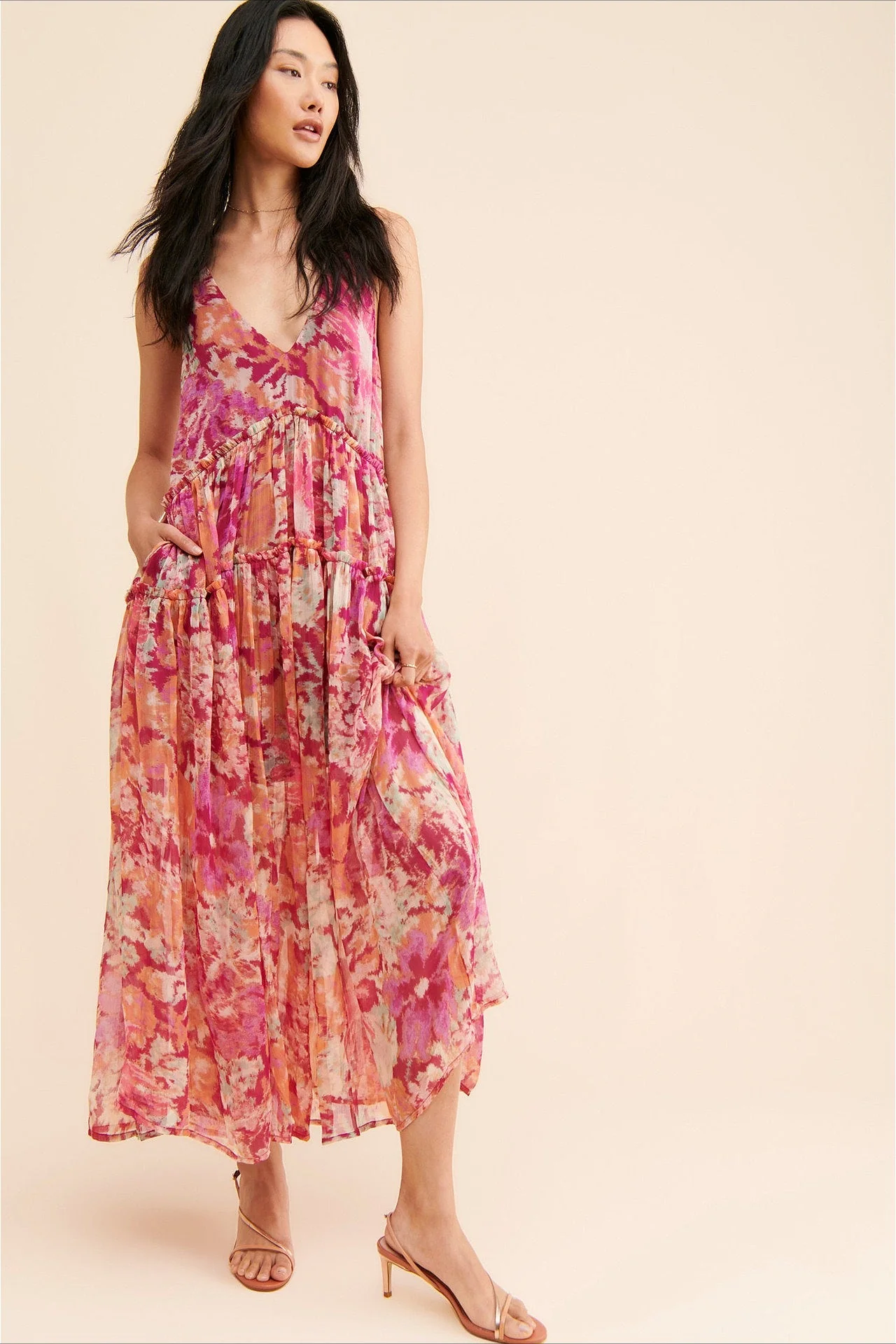 Boho Sleeveless Floral Print Maxi Dress - Image 2