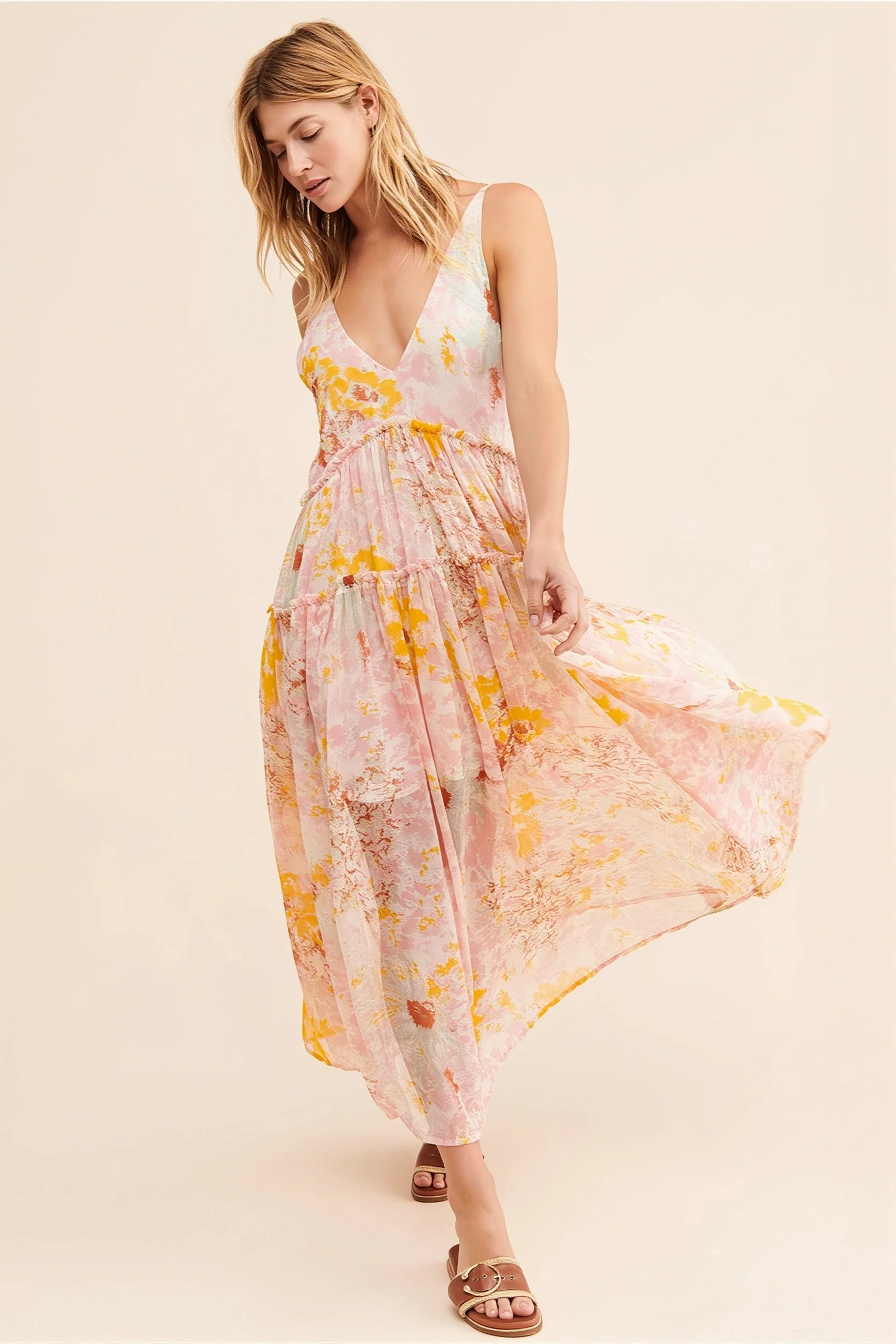 Boho Sleeveless Floral Print Maxi Dress - Image 5