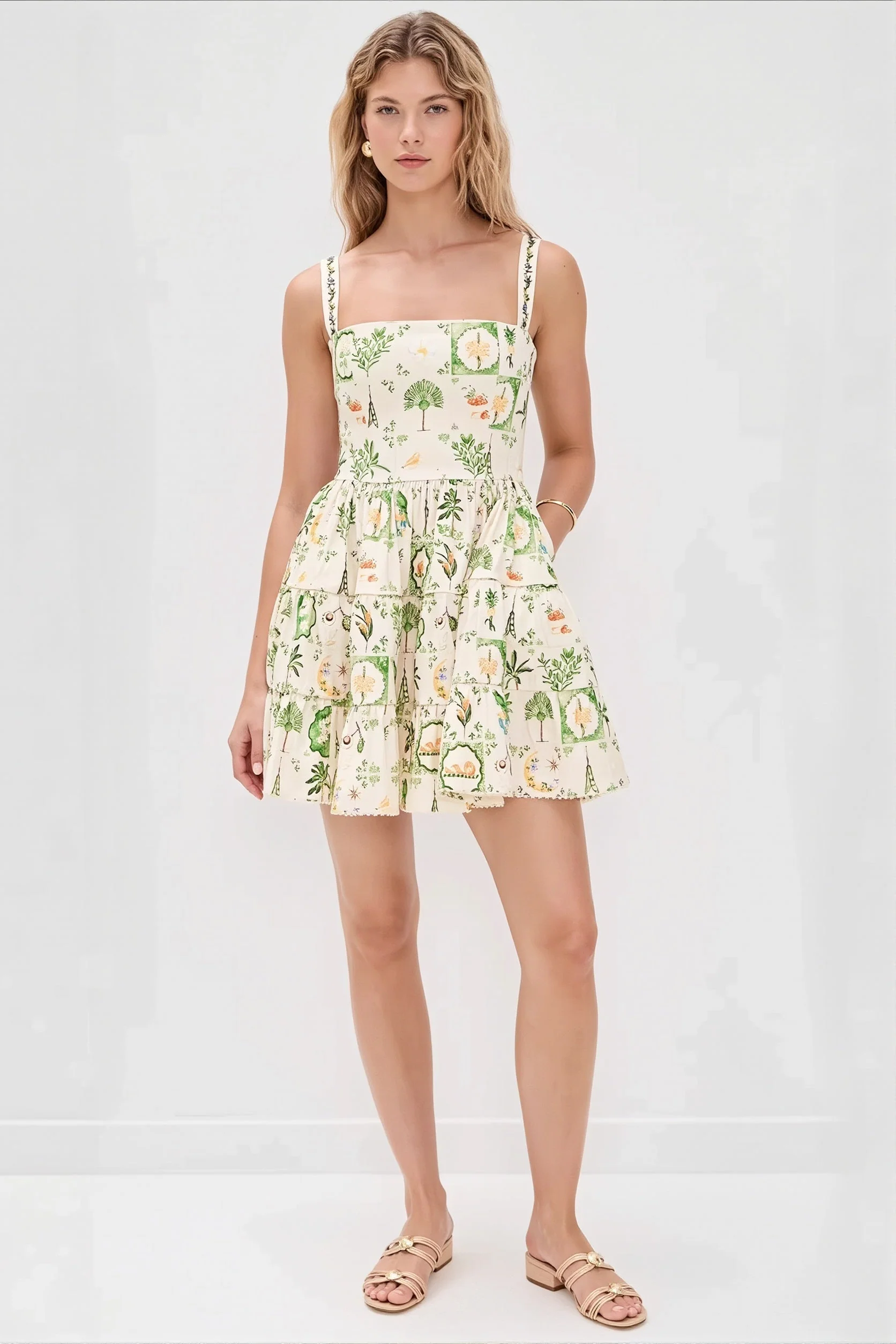 Cami Plant Print Mini Boho Dress - Image 4