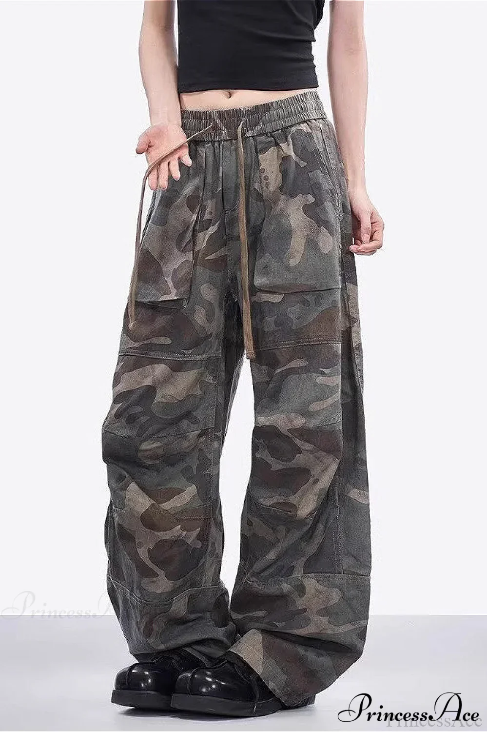 Camo High Waist Wide Leg Cargo Pants - Image 2