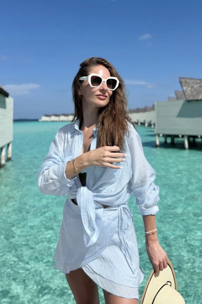Casual Beach Shirt Cover Skirt Set - Image 13