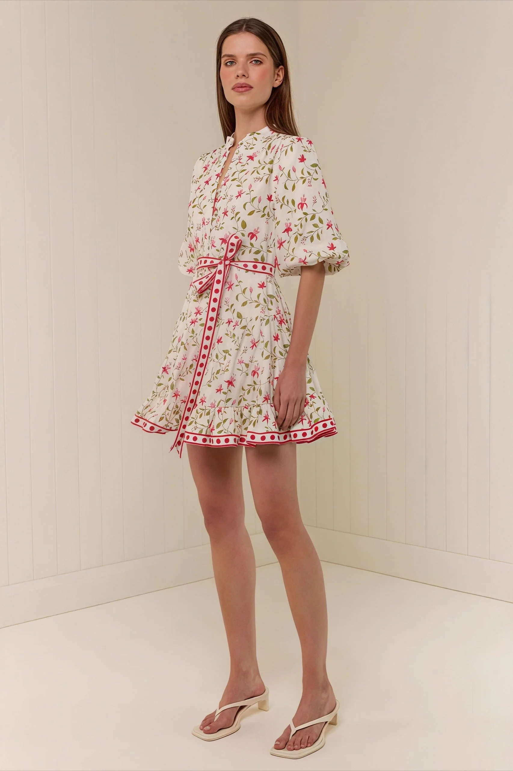 Casual Linen Lace-up Belted Summer Beach Mini Dress - Image 2
