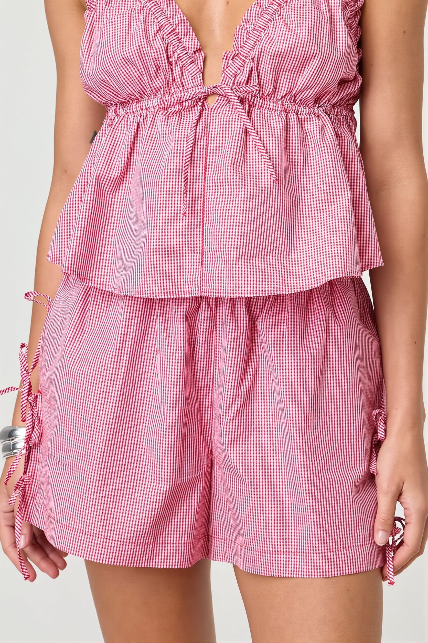 Casual Stripe Solid Drawstring Shorts - Image 4