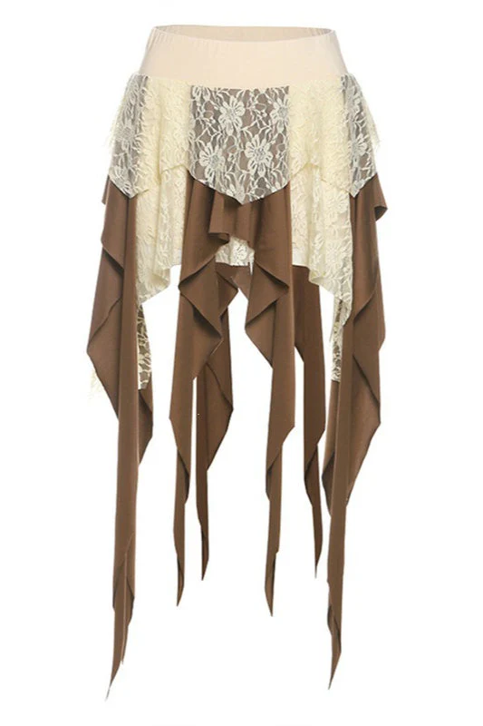Chic Color Block Drape Tie Asymmetric Skirt - Image 10