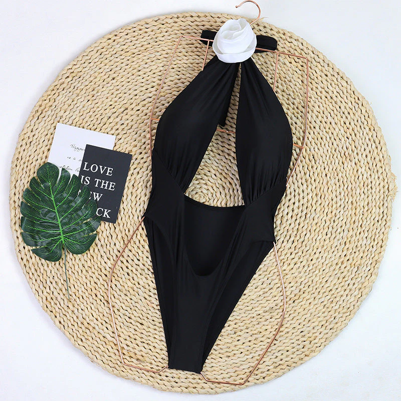 Chic Floral Embroidery Cut Out One Piece Swimwear - Image 4