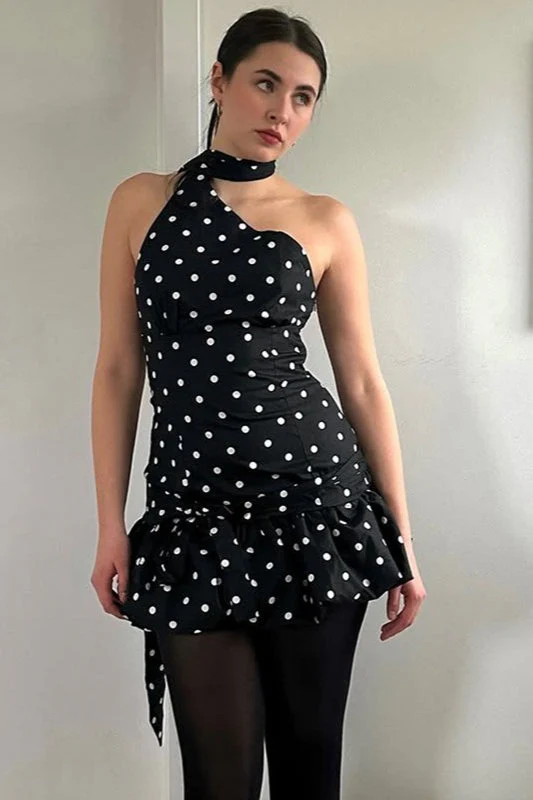 Chic Polka Dot Tie Backless Mini Dress - Image 3