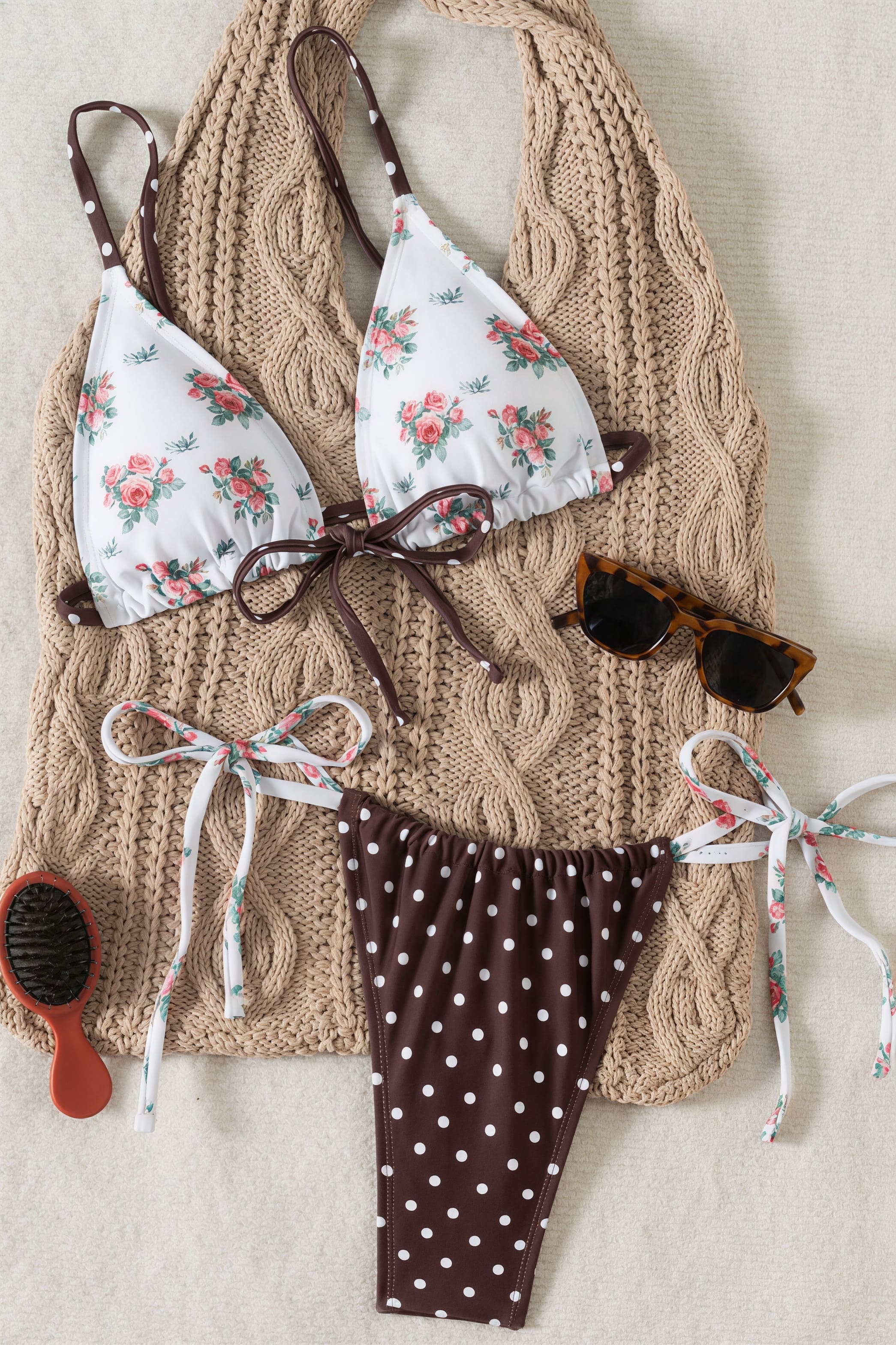 Chic Print Halter Tie Back Two Piece Bikini Sets - Image 2