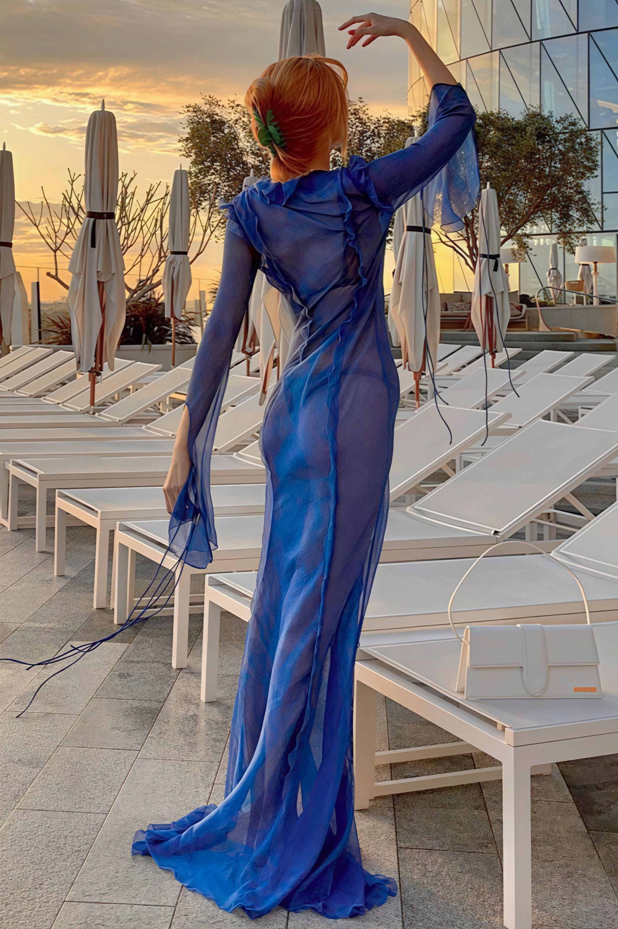Chic Sheer V Neck Wrap Tie Slit Maxi Dress - Image 3