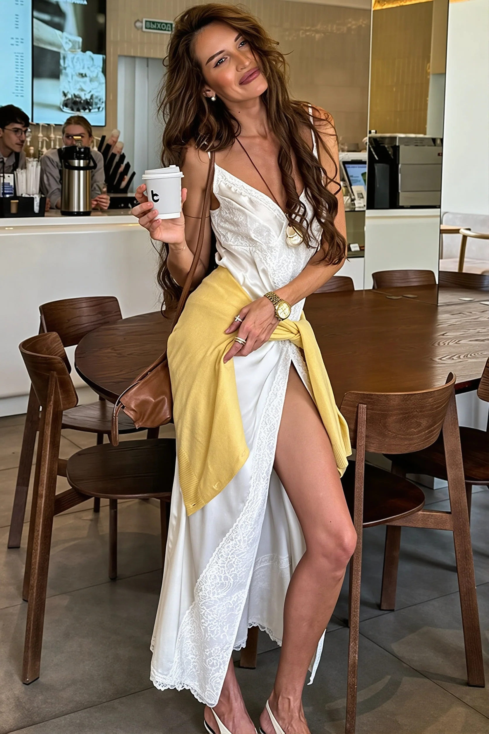 Chic Silk Satin Lace Trim Cami Slip Maxi Dress - Image 4