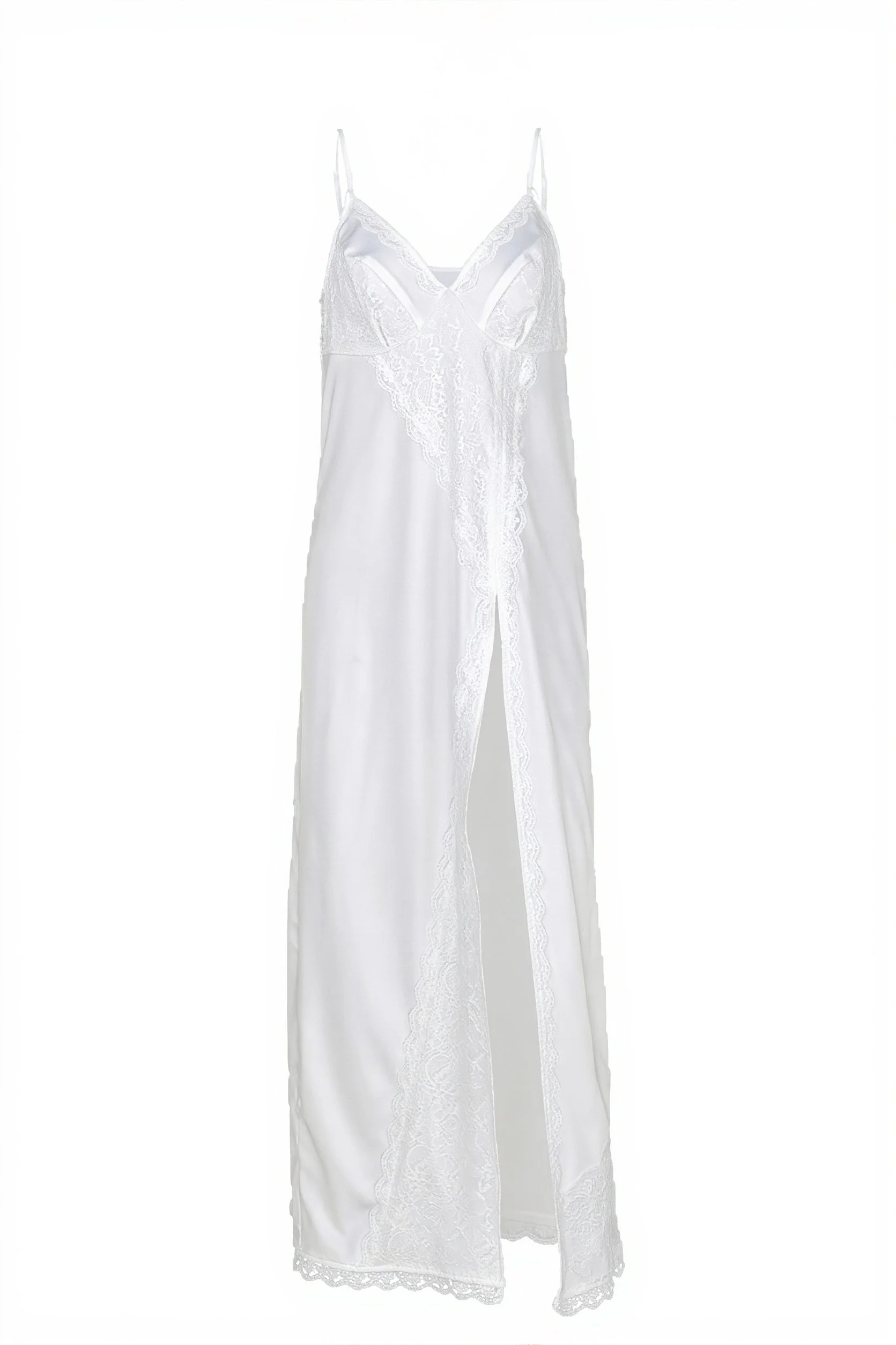 Chic Silk Satin Lace Trim Cami Slip Maxi Dress - Image 5