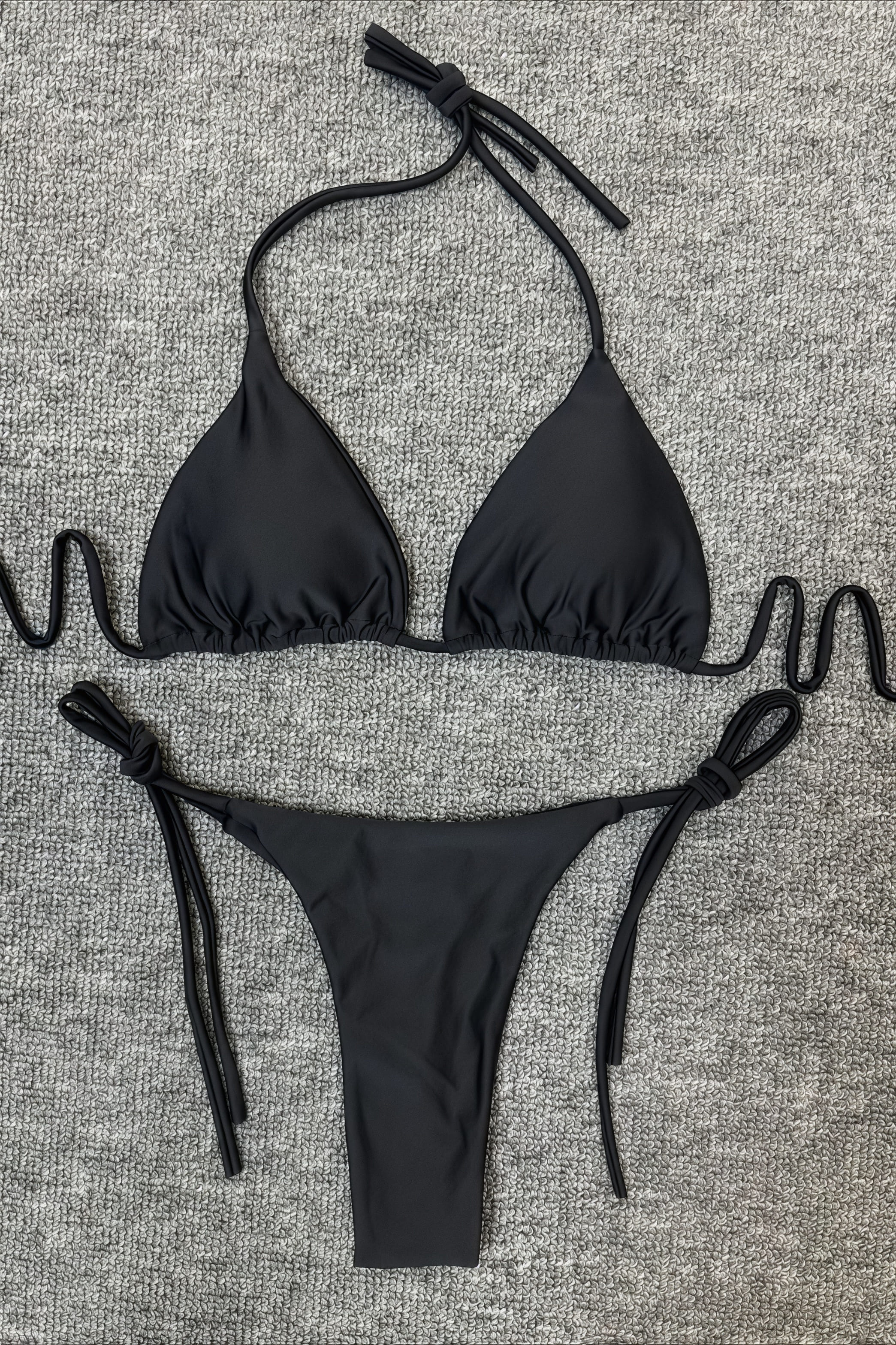 Chic Solid High Waist Halter Triangle Bikini Sets - Image 4