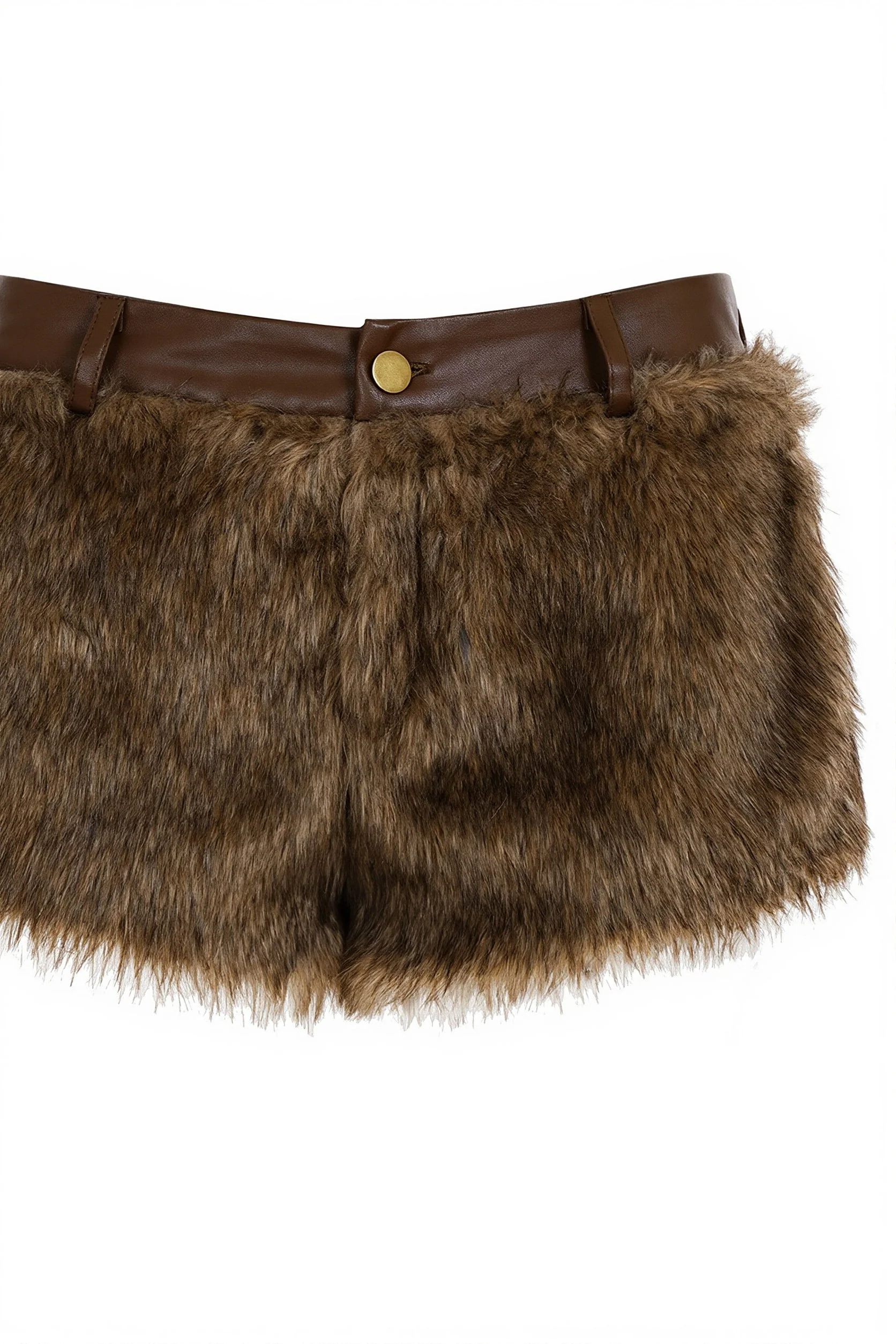 Chic Y2K Retro Leather And Fur Low Waist Shorts - Image 4