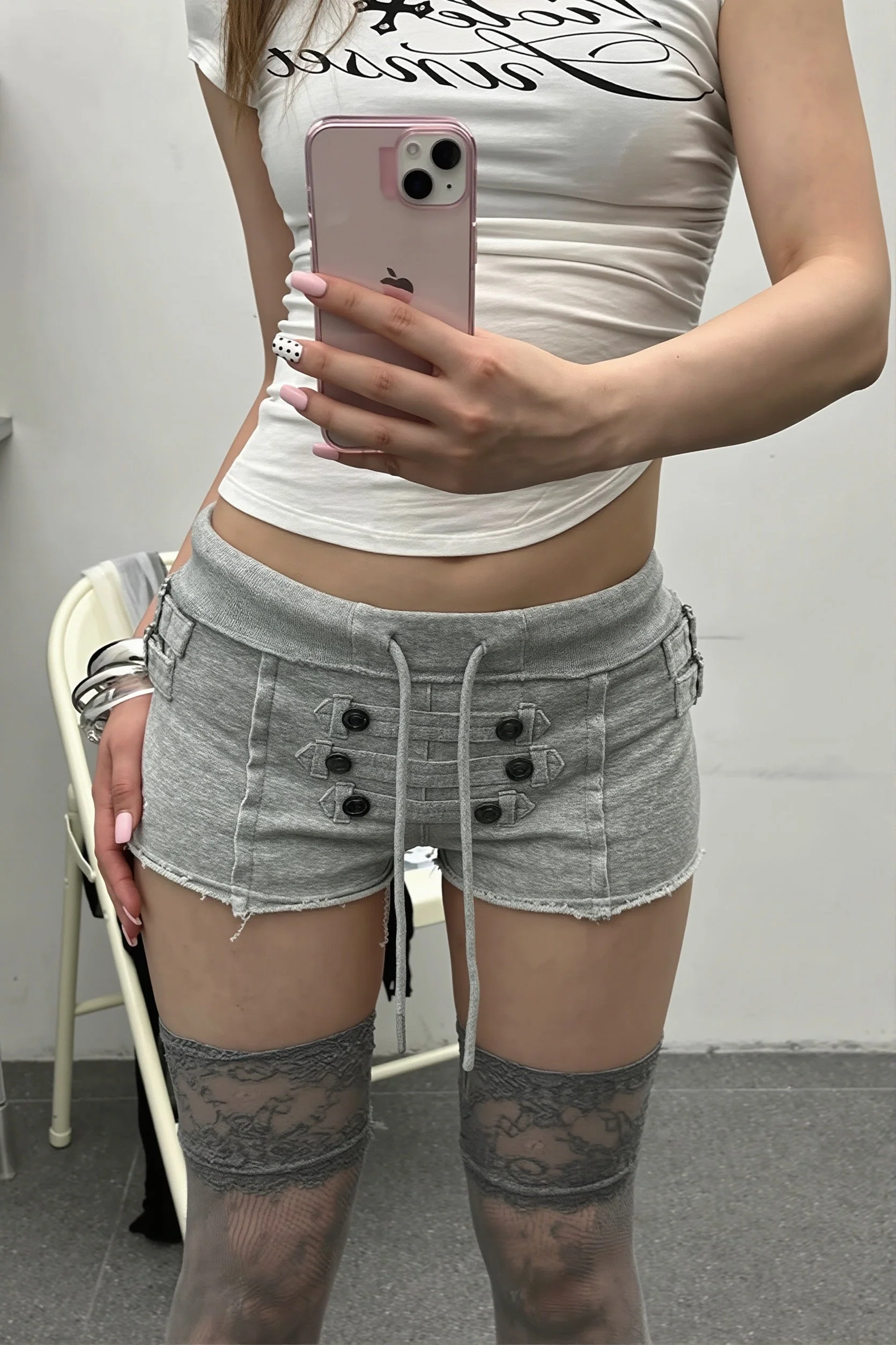 Chic Y2K Streetwear Distressed Denim Booty Shorts - Image 2