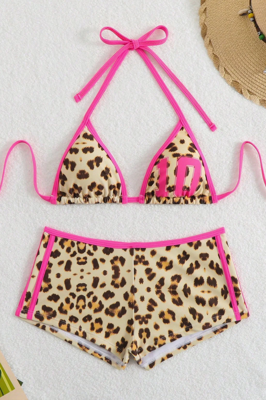 Color Block Leopard Hip Bikini Set - Image 4