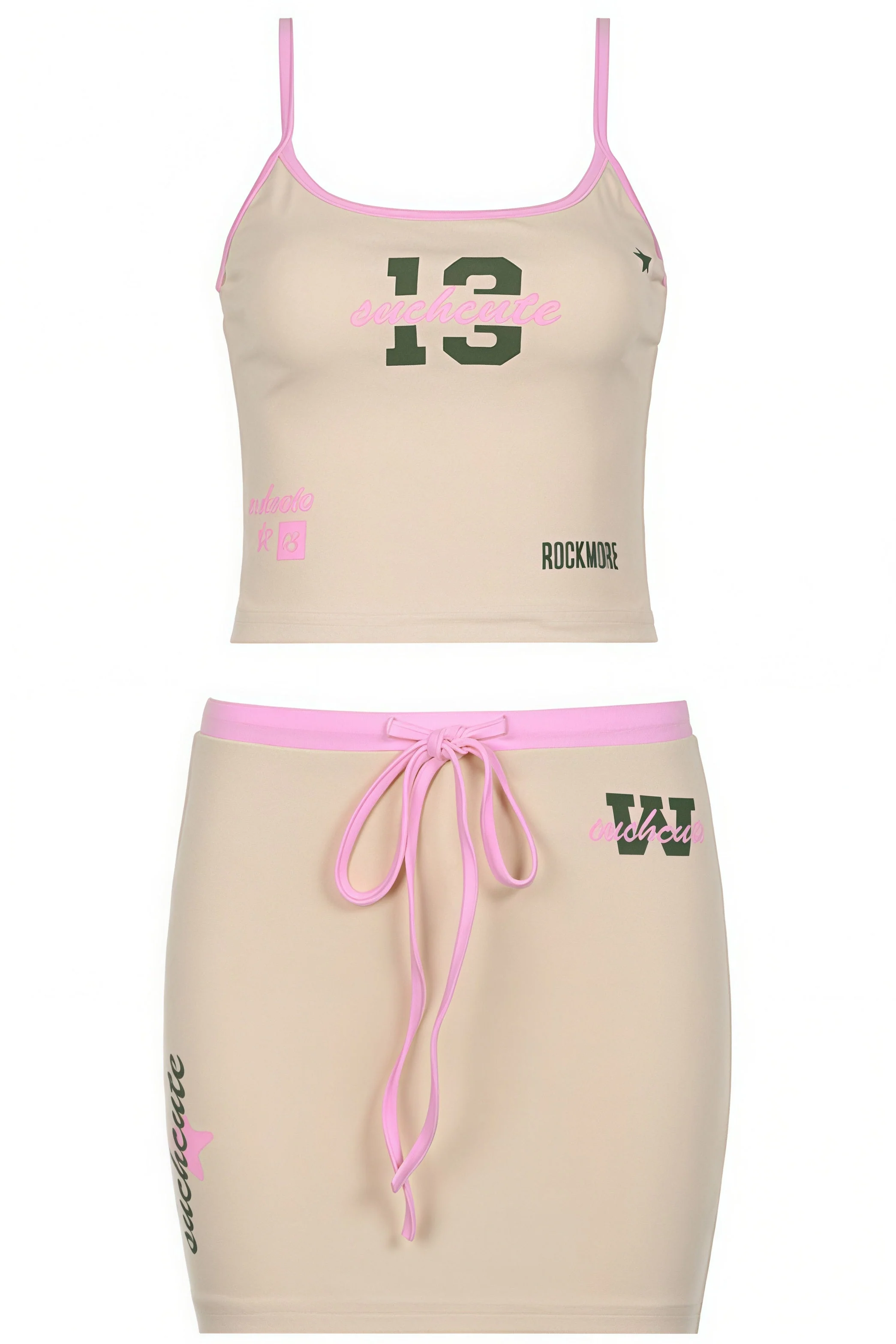 Color Block Letter Print Cami Skirt Set - Image 5