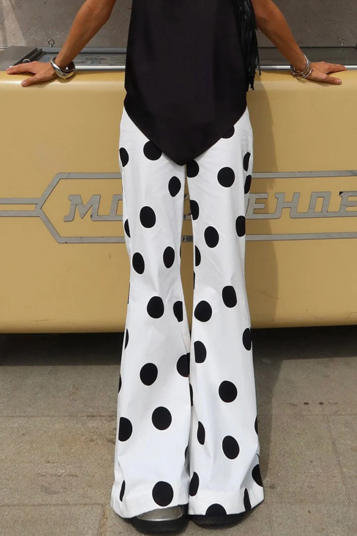 Color Block Polka Dot Flared Pants - Image 2