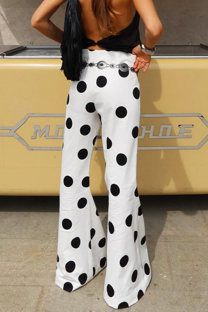 Color Block Polka Dot Flared Pants - Image 3