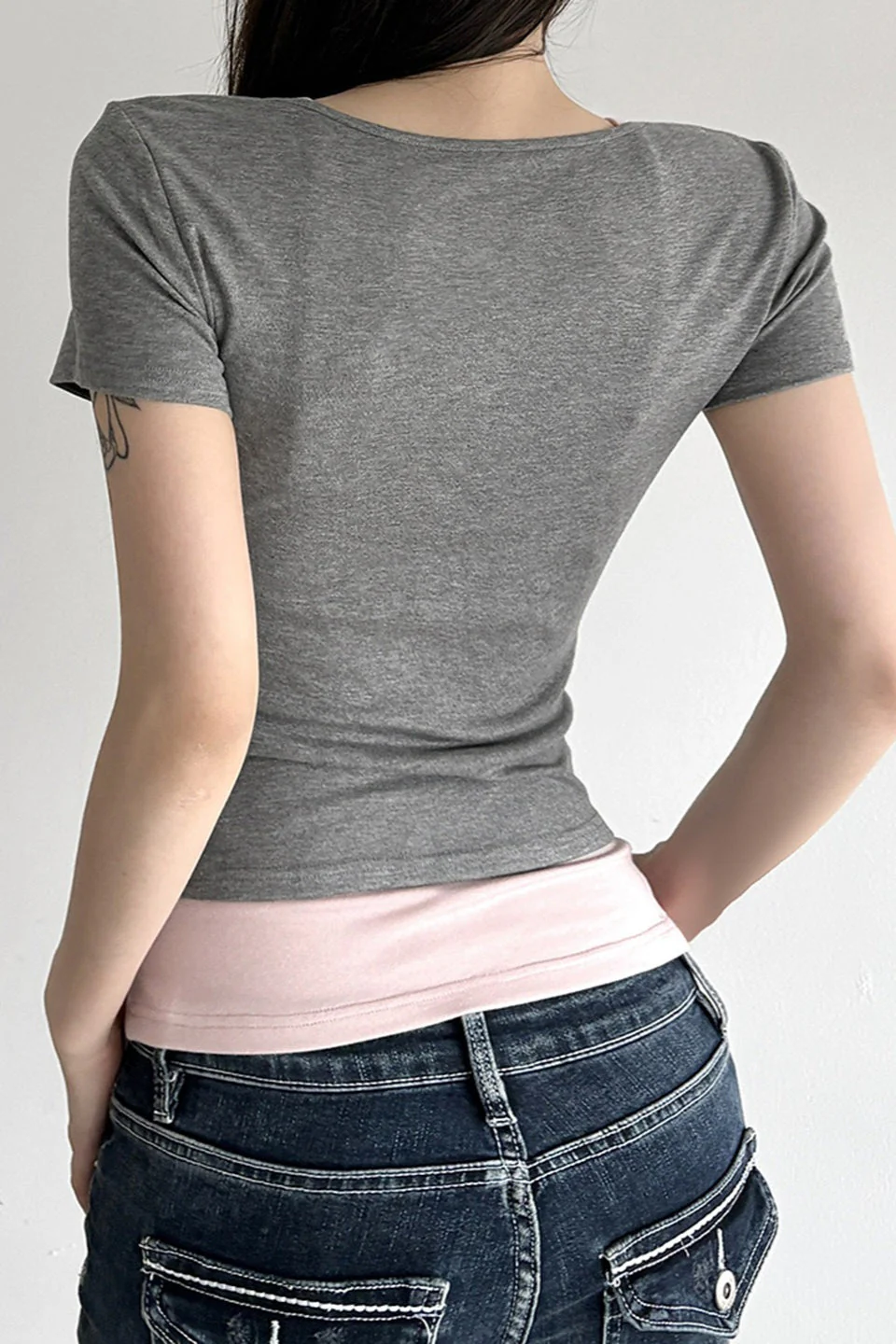 Color Contrast Two Piece Slim Blouse - Image 4