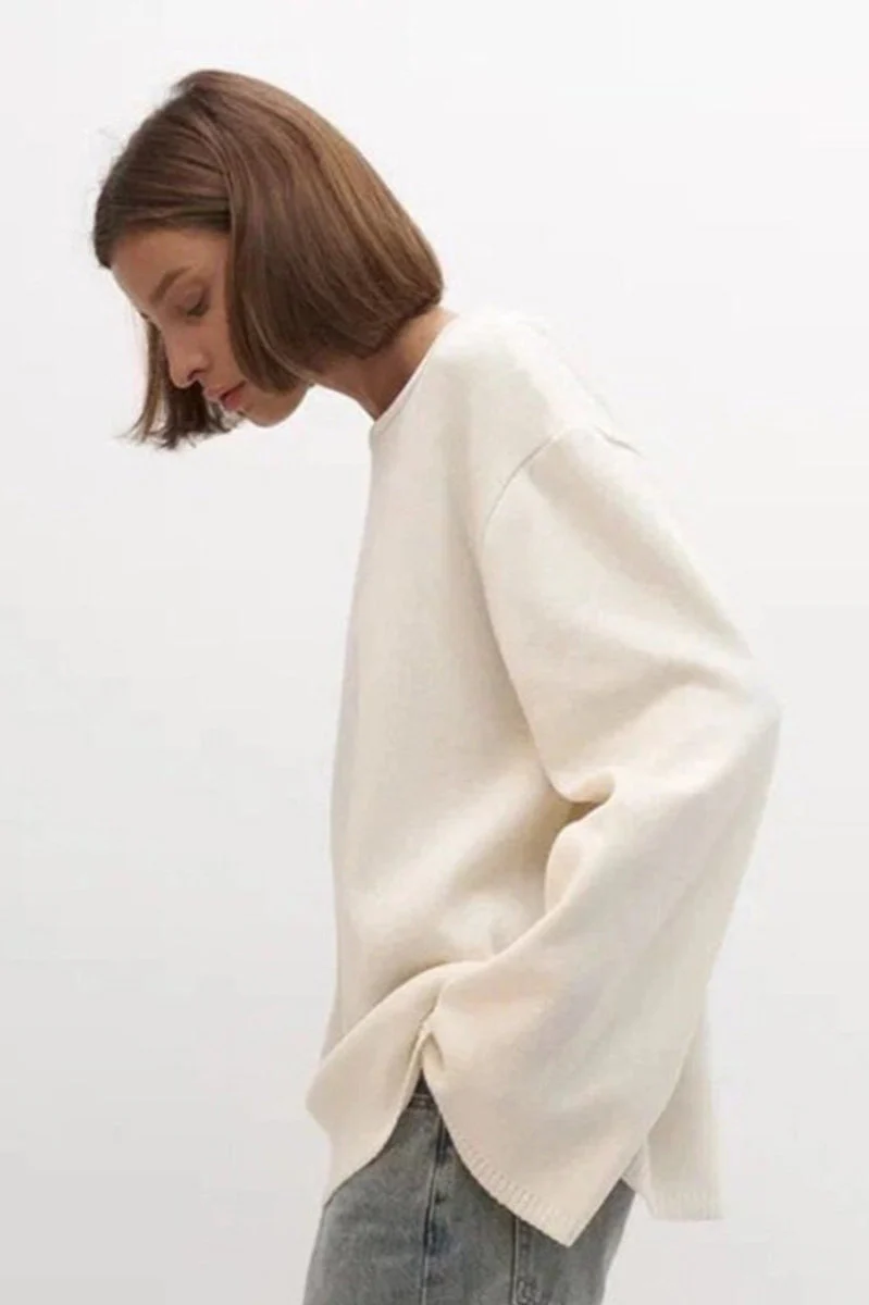 Cotton Pullover Open-Back Loose Sexy Knit Top - Image 13