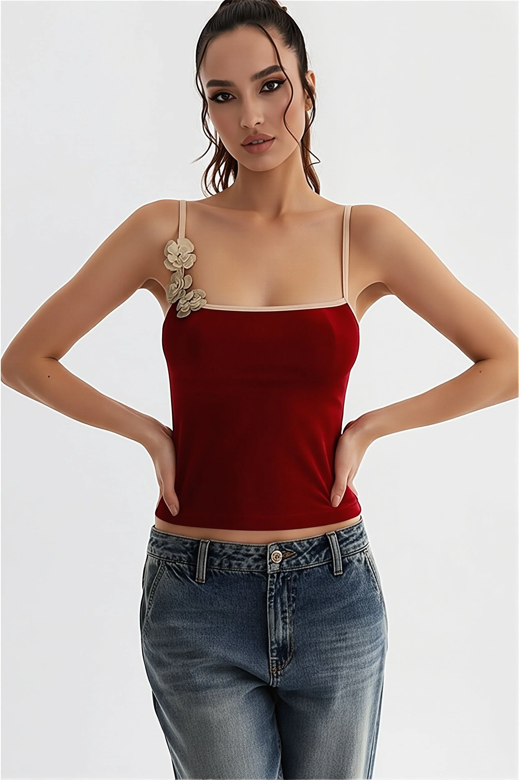 Cropped Floral Bandeau Cami Top - Image 4