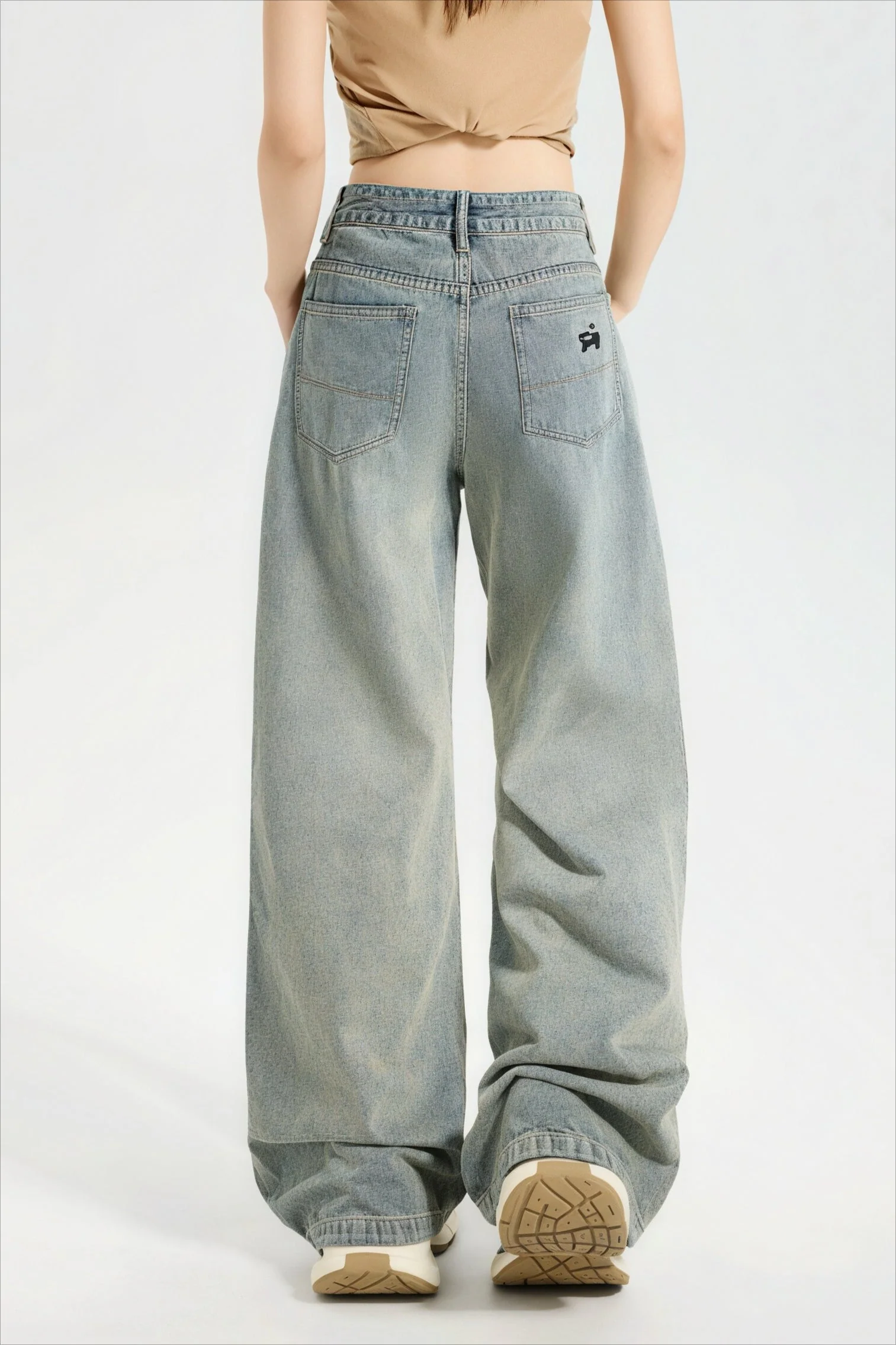 Cute Dog Embroidered Vintage Loose Jeans - Image 3