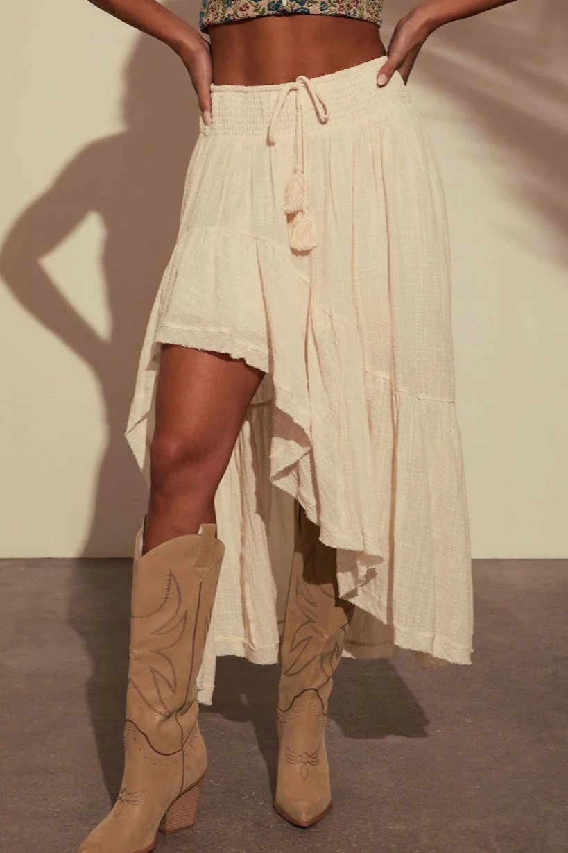 Elastic Waist Asymmetric Casual Skirt