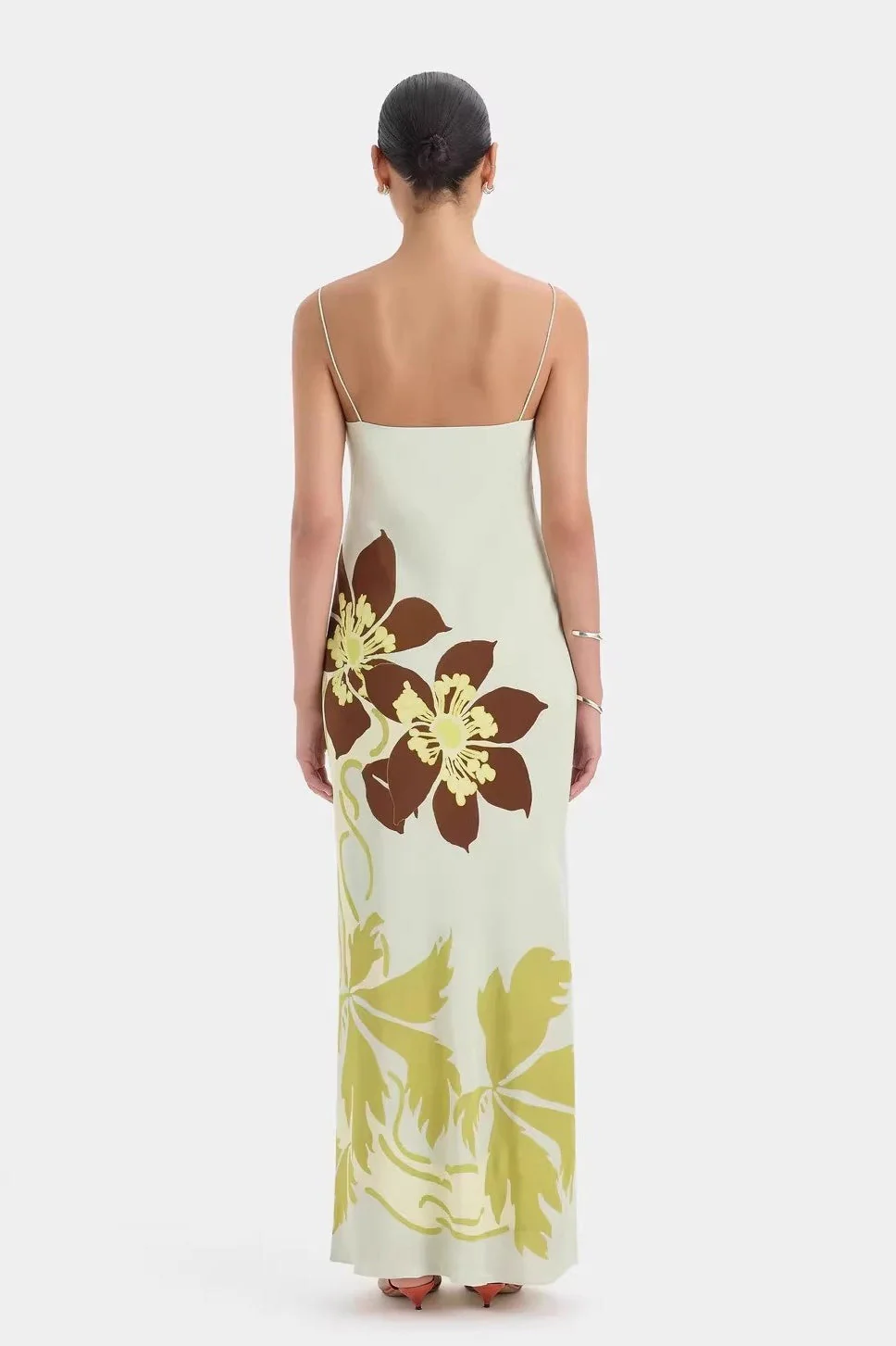Elegant Floral Cami Tie Waist Bodycon Midi Dress - Image 2