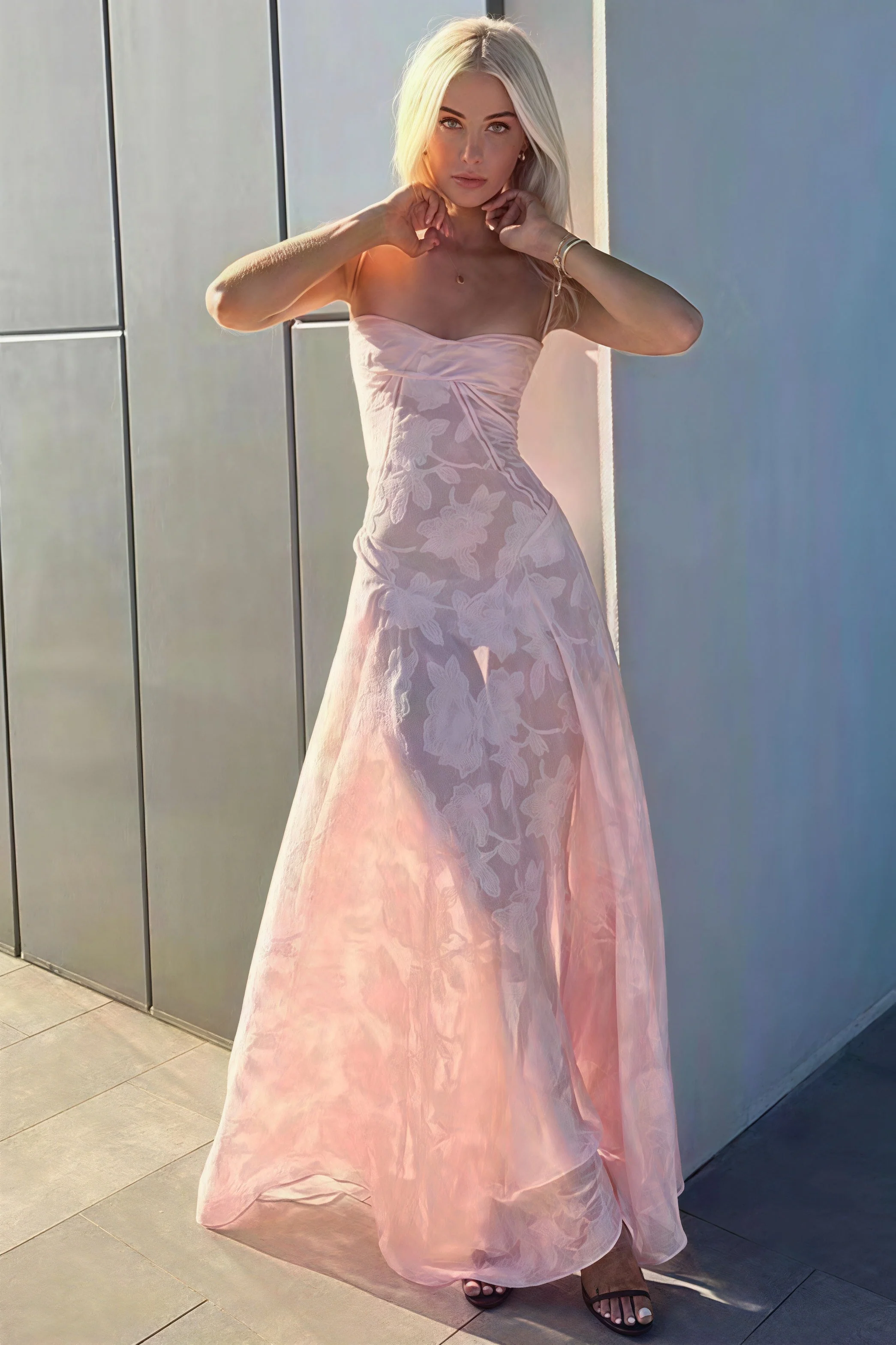 Elegant Jacquard Cami Maxi Dress - Image 3
