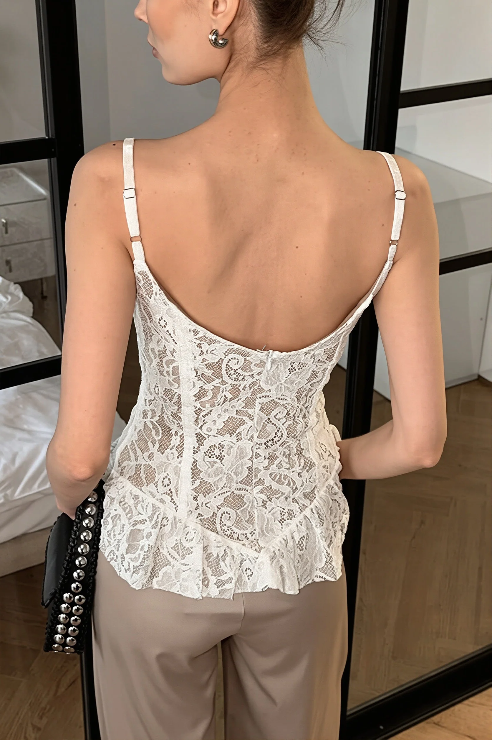 Elegant Lace Sexy Ruffle Wais Cami Top - Image 3