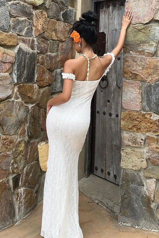 Elegant Lace Sleeveless Spaghetti Strap Slim Maxi Dress - Image 3
