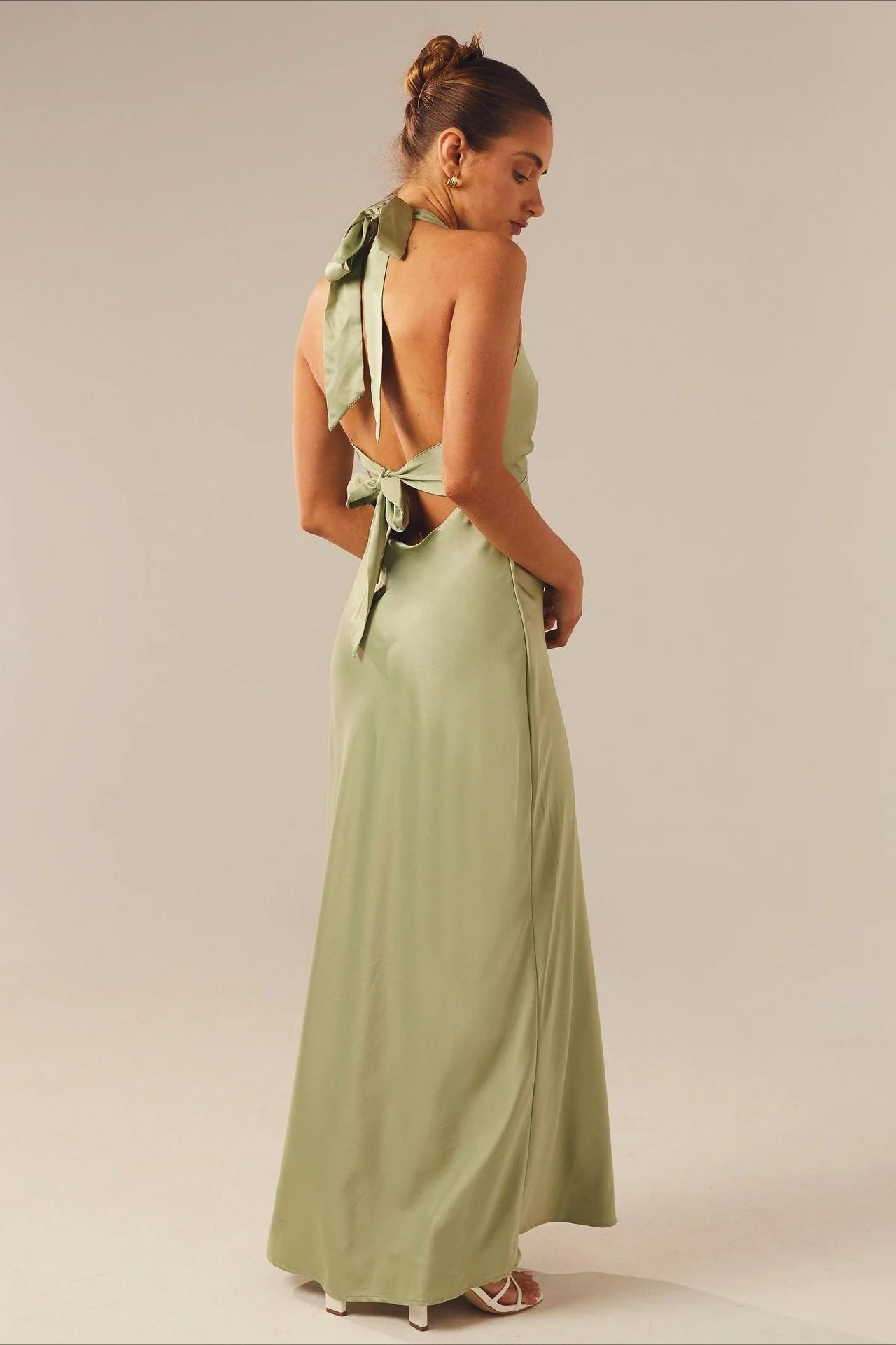 Elegant Solid V Neck Slim Maxi Dress - Image 2