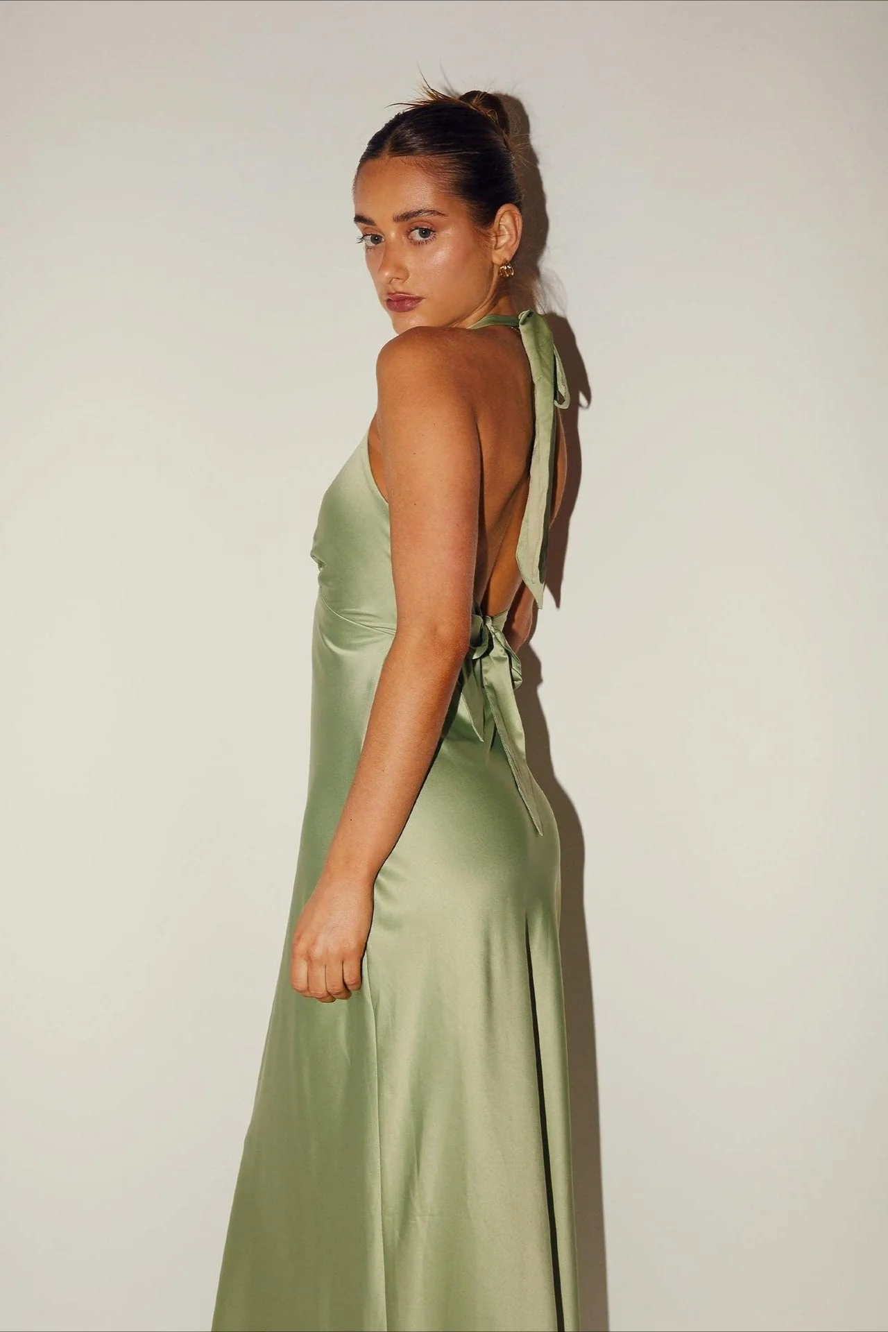 Elegant Solid V Neck Slim Maxi Dress - Image 4