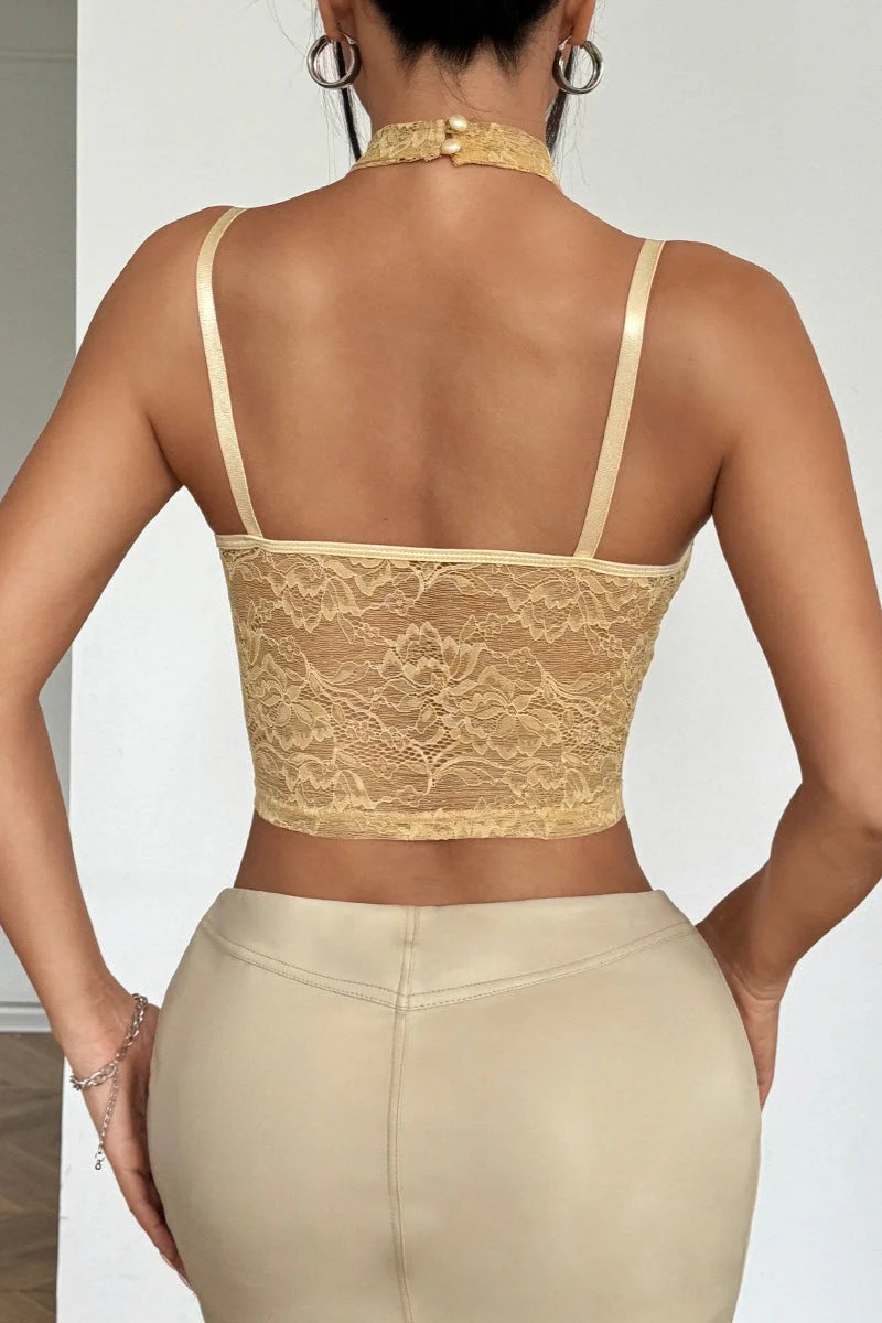 Sexy Mesh Lace Halter Corset Cami Top - Image 3