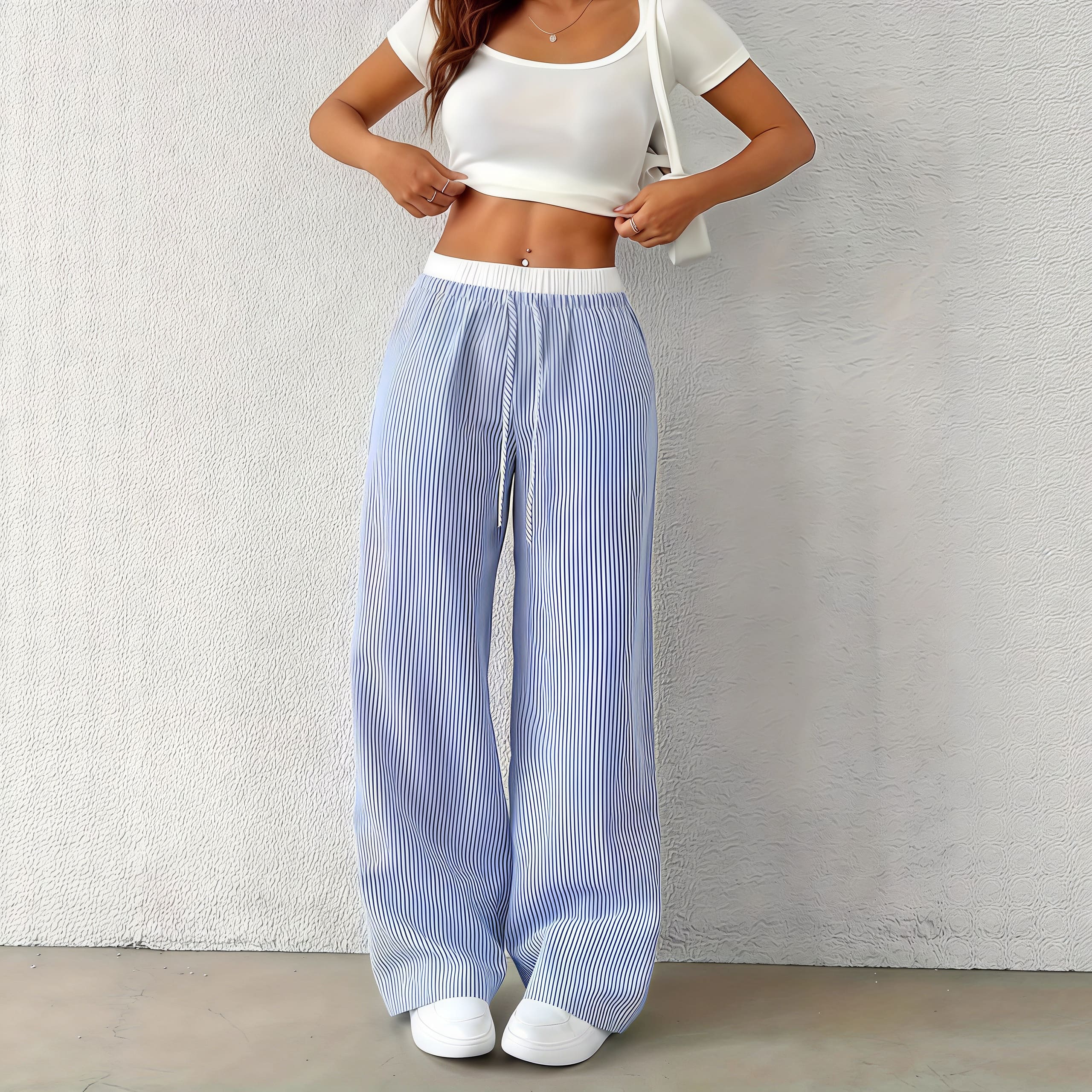 Fashion Striped Straight Casual Pants - Image 2