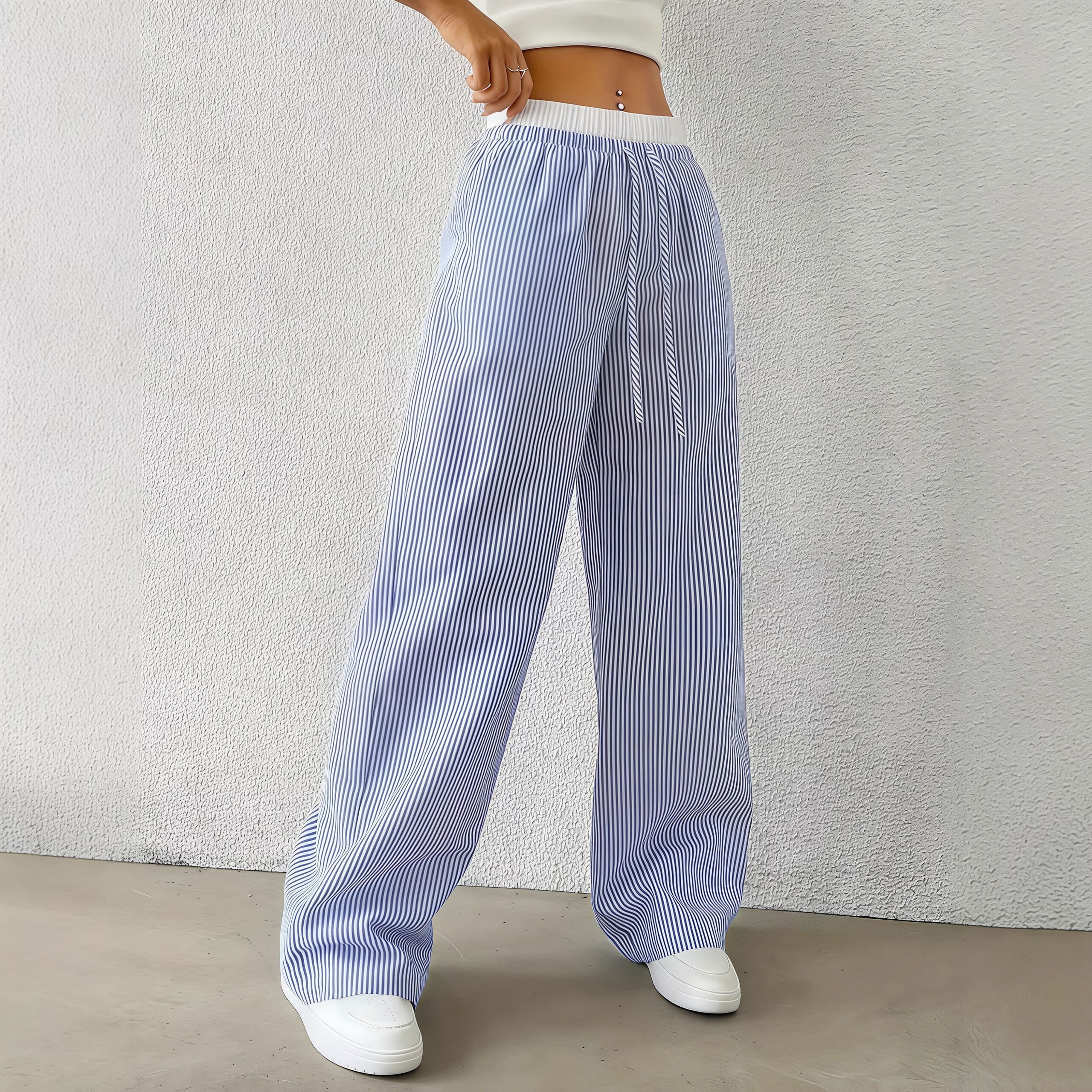 Fashion Striped Straight Casual Pants - Image 4