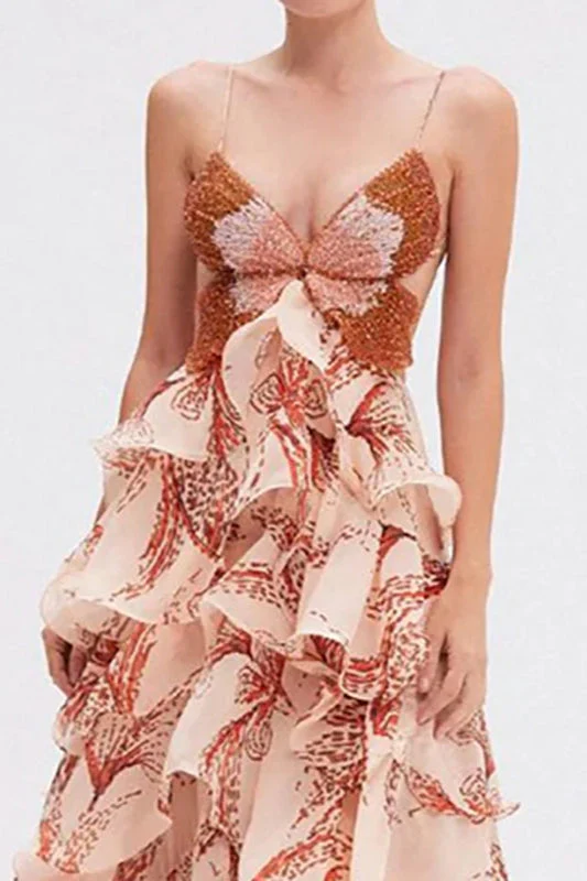 Chic V-Neck Pleated Boho Dress - Image 15
