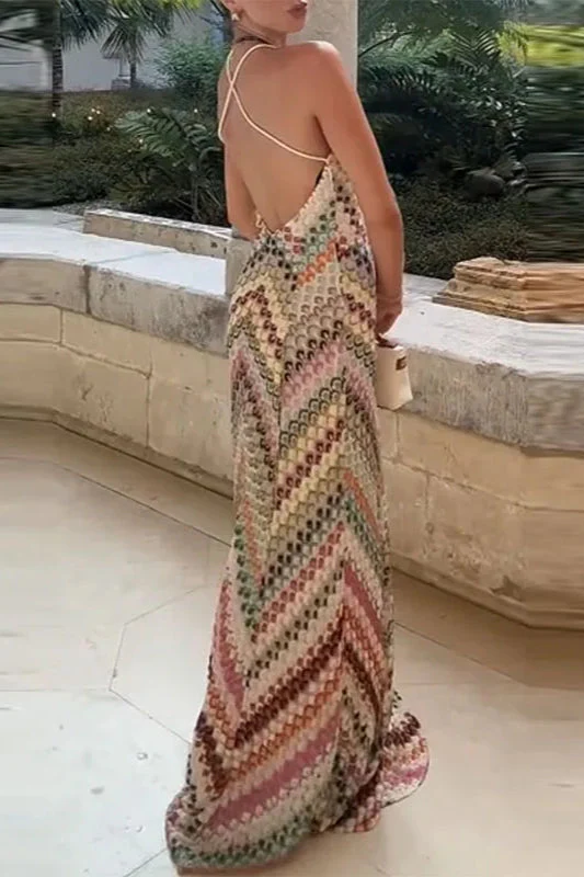 Contrast Color V-Neck Boho Dress - Image 14
