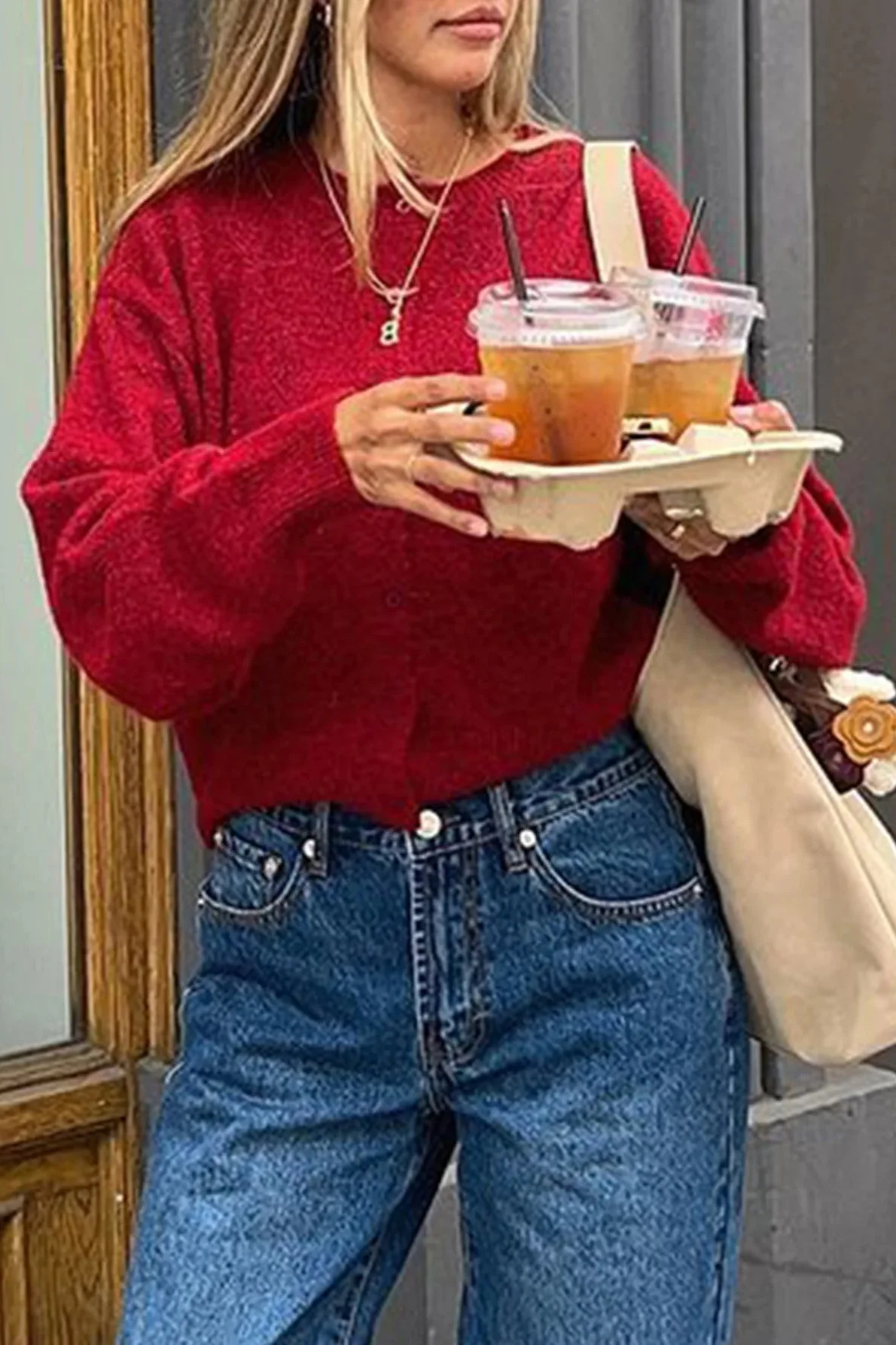 Cropped Knit Button Cardigan - Image 16