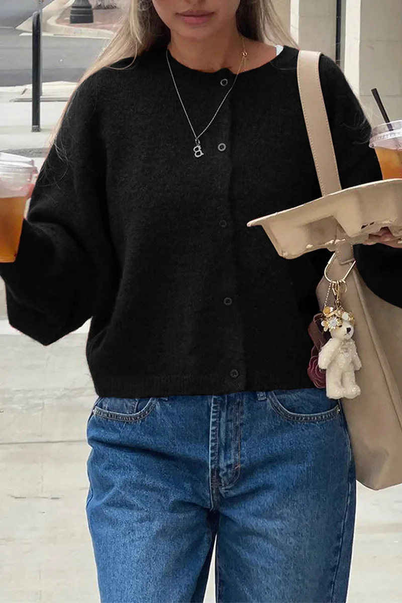 Cropped Knit Button Cardigan - Image 29
