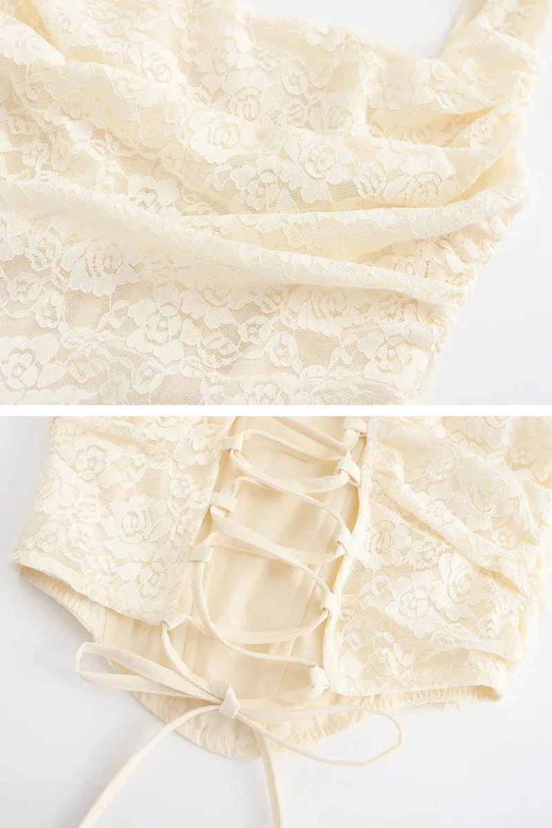 Elegant Lace-Up Crop Top & Maxi Skirt Boho Dress - Image 22