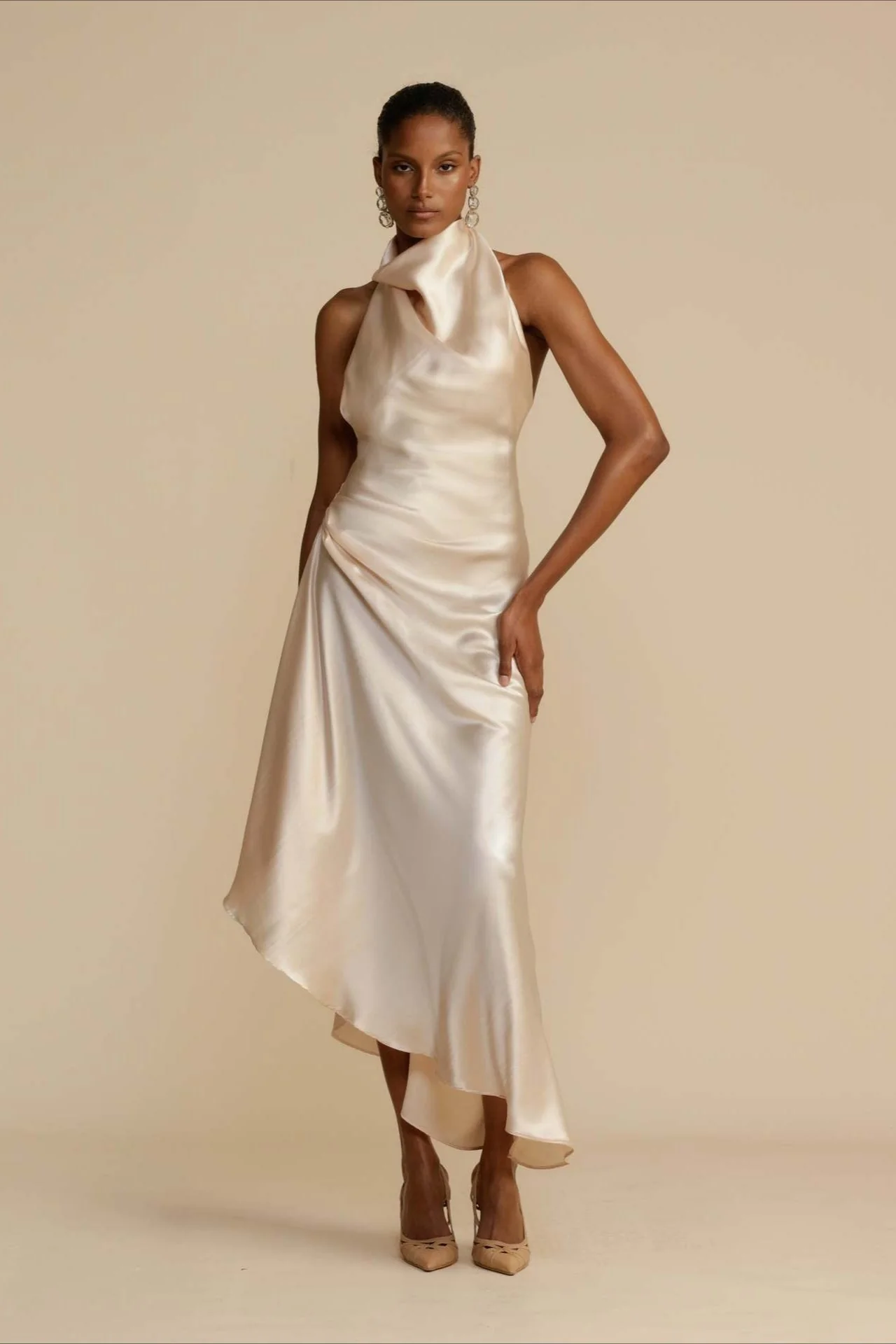 Elegant Satin Slit Backless Party Dress
